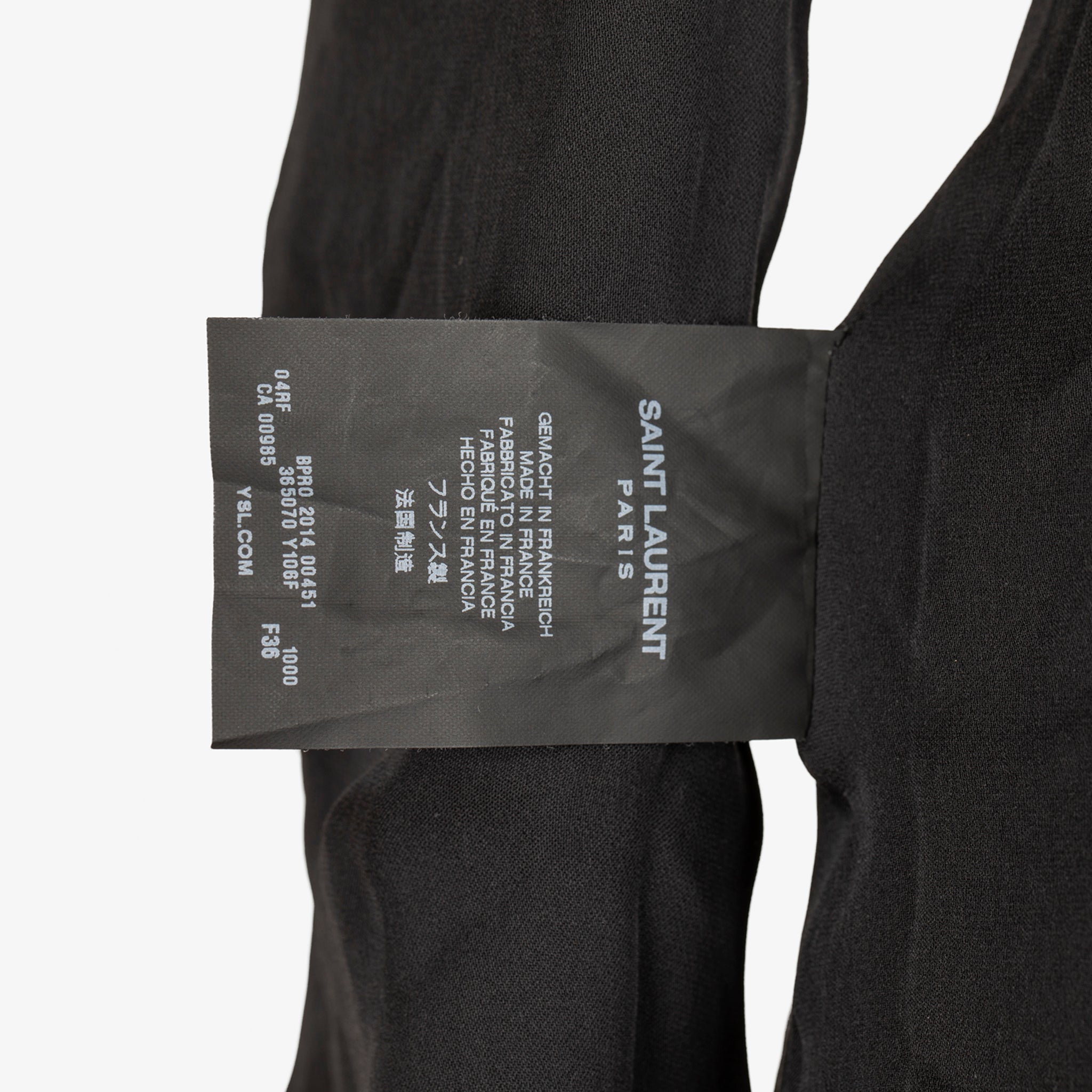 Saint Laurent Black Velvet Mini Dress with Silver Chain Trim - 36 FR