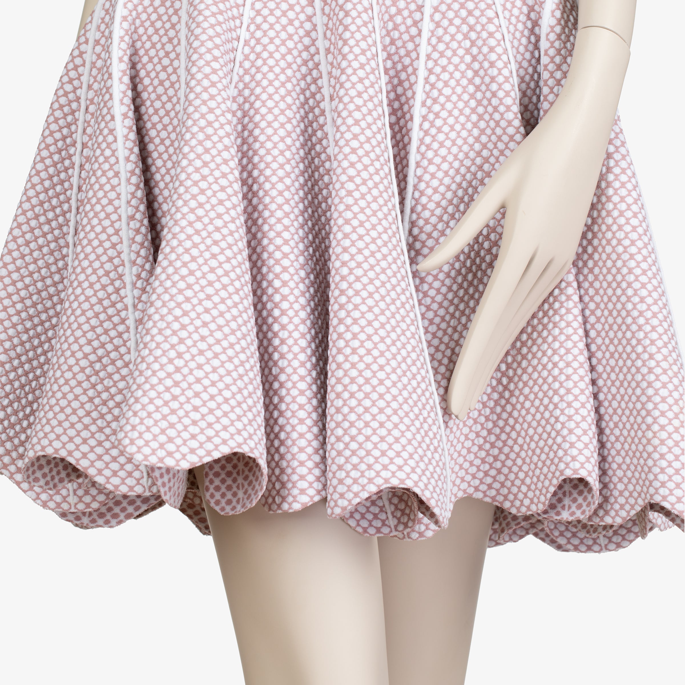Alaïa Paris Rose and White Textured Knit Fit & Flare Dress - 40 IT