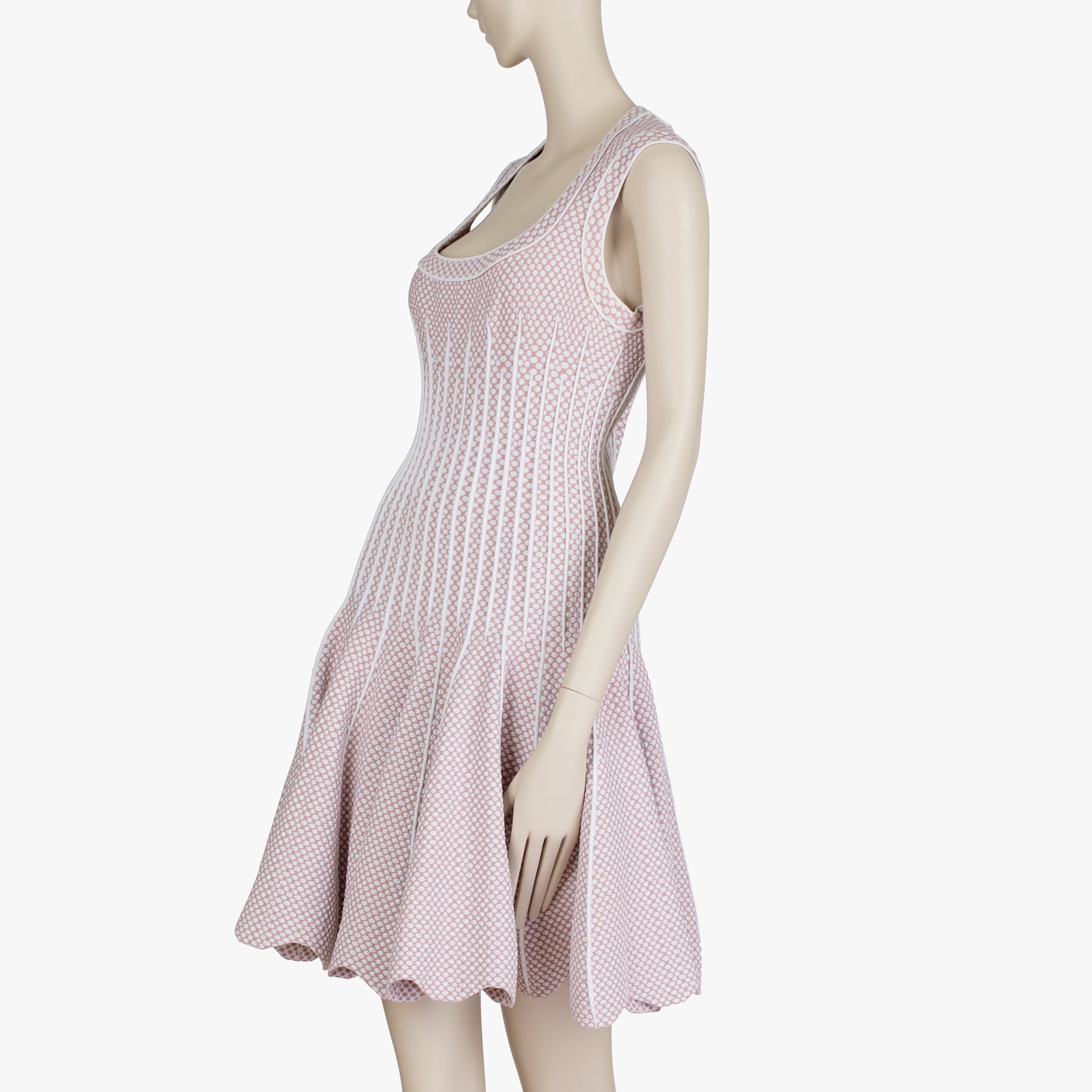 Alaïa Paris Rose and White Textured Knit Fit & Flare Dress - 40 IT