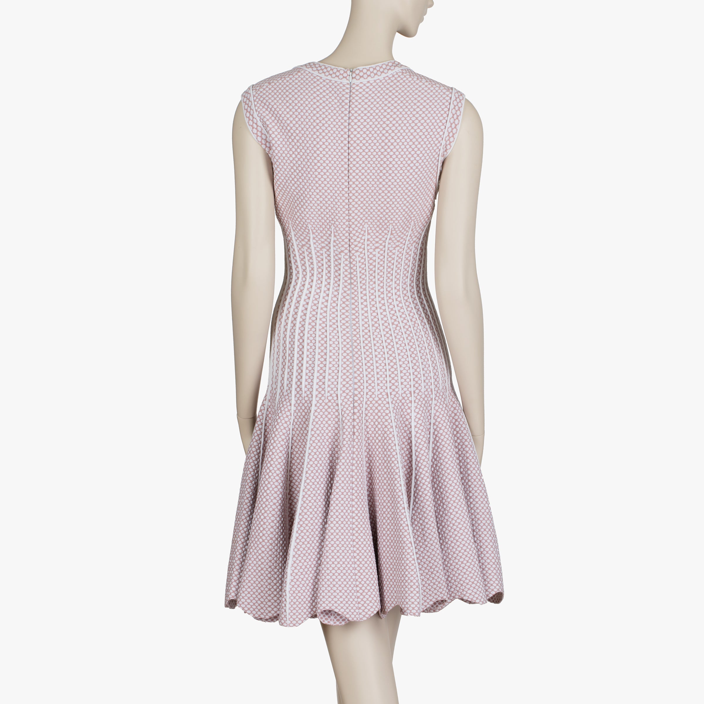 Alaïa Paris Rose and White Textured Knit Fit & Flare Dress - 40 IT