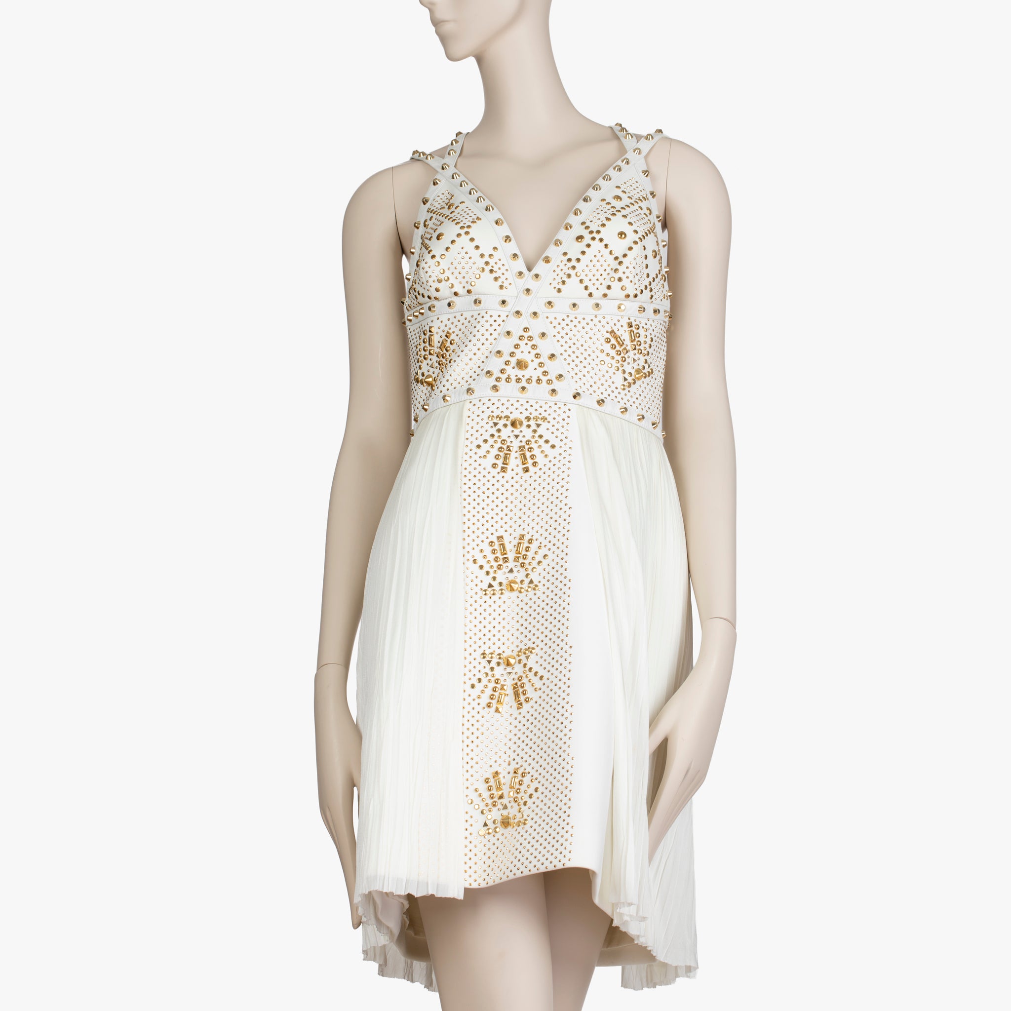 Versace White Studded Empire Mini Dress - Size 42 IT