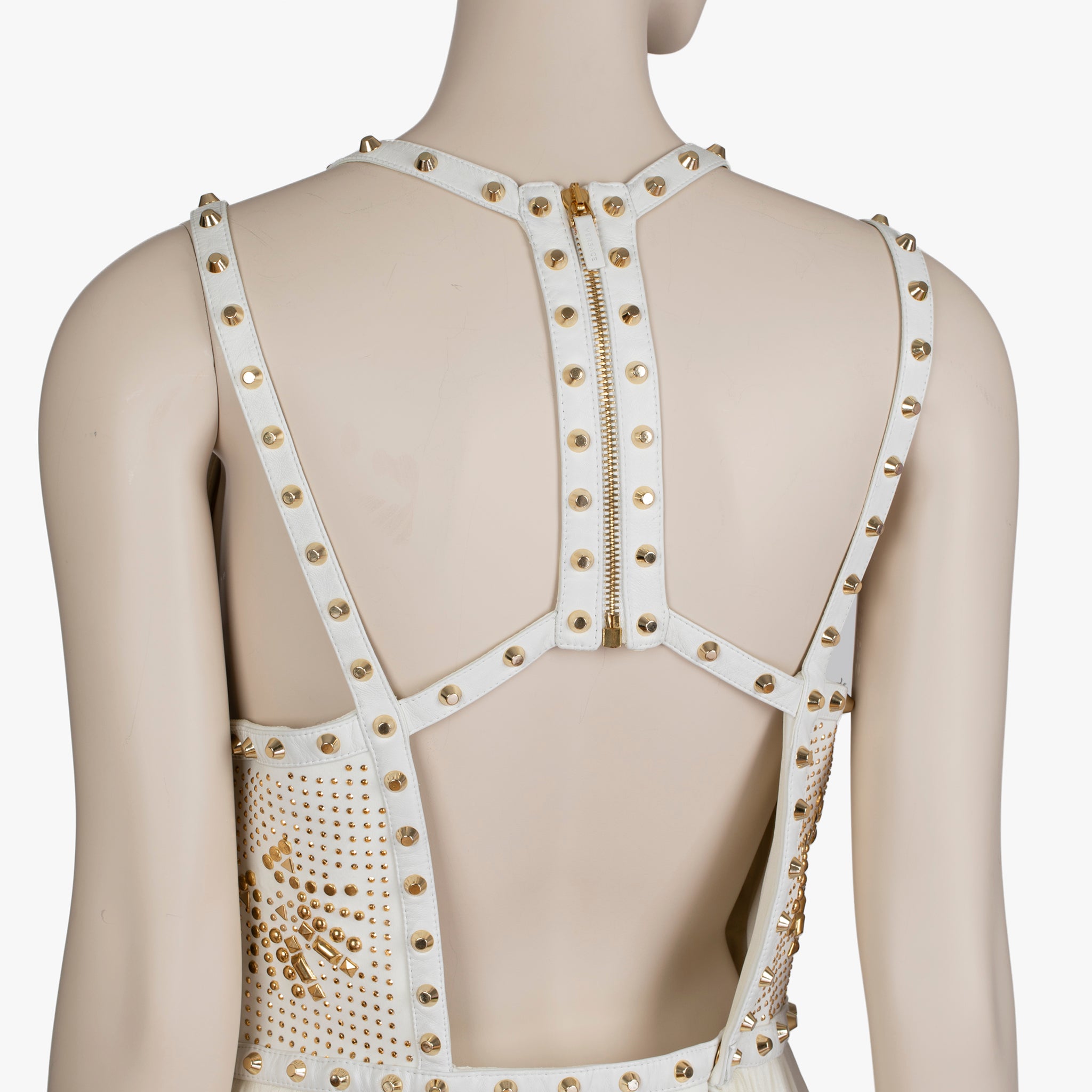 Versace White Studded Empire Mini Dress - Size 42 IT