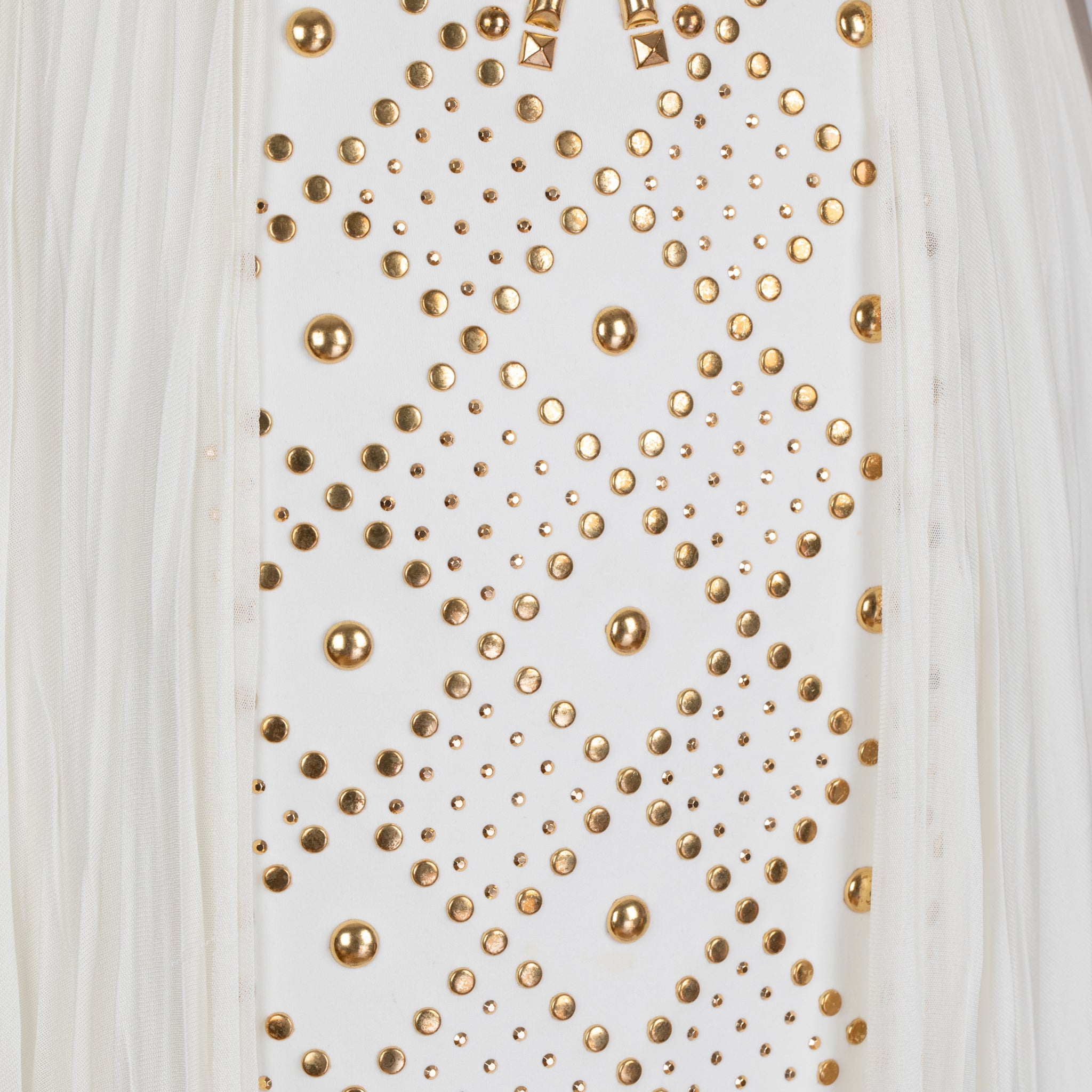 Versace White Studded Empire Mini Dress - Size 42 IT