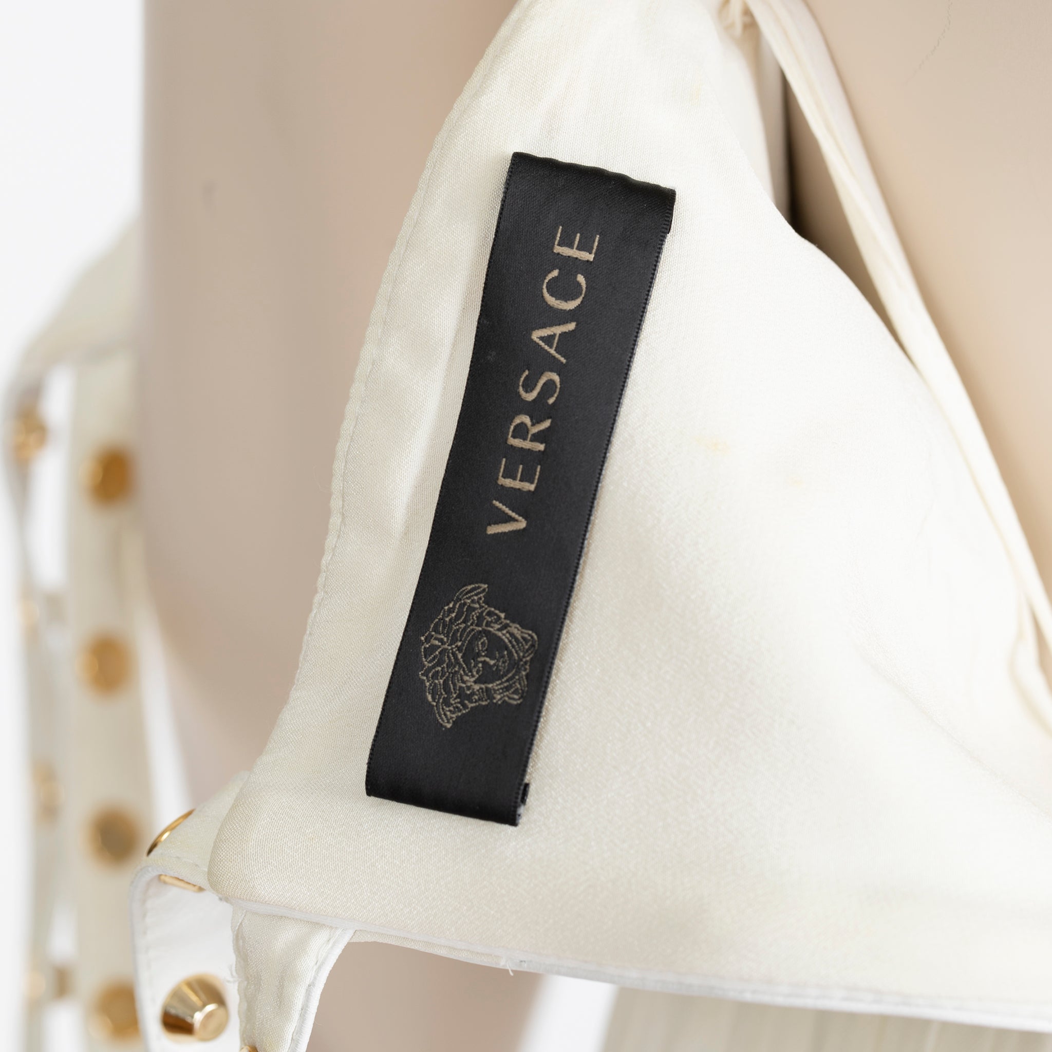 Versace White Studded Empire Mini Dress - Size 42 IT