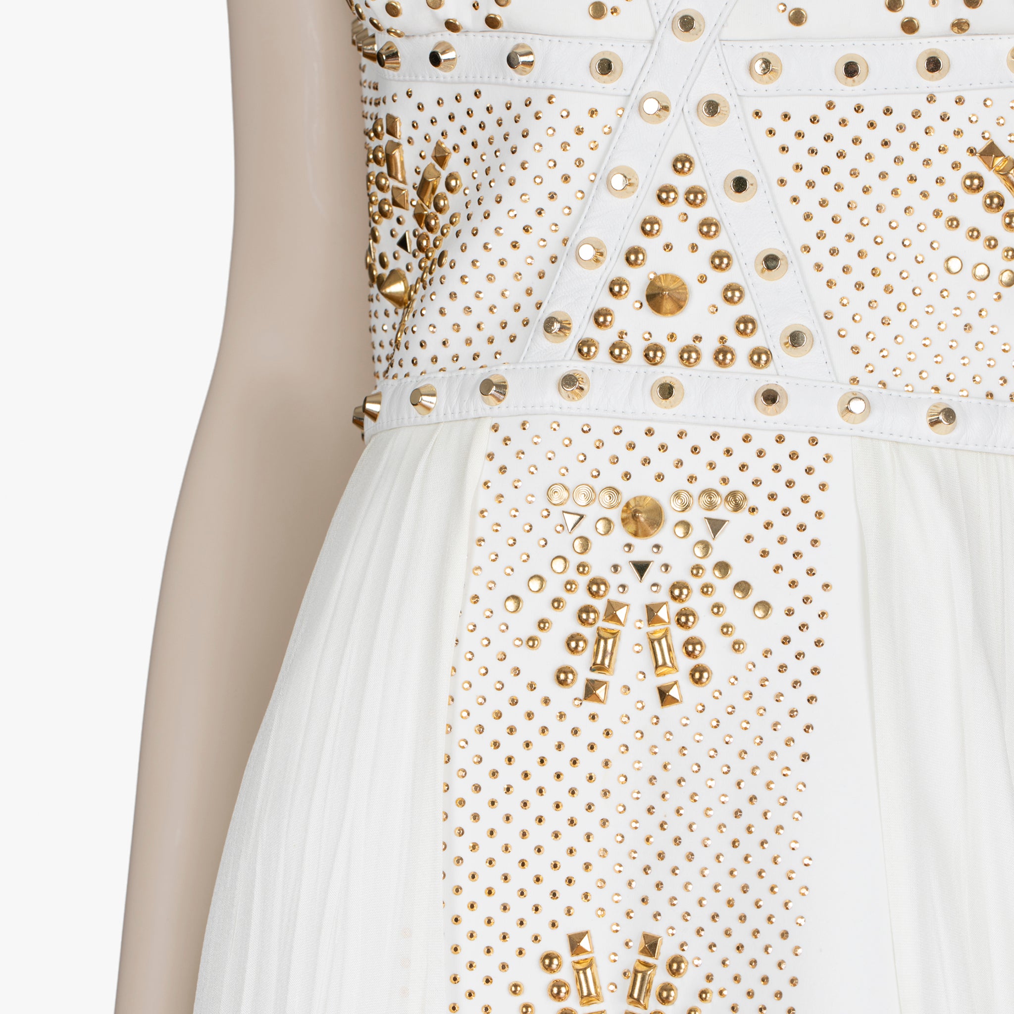Versace White Studded Empire Mini Dress - Size 42 IT