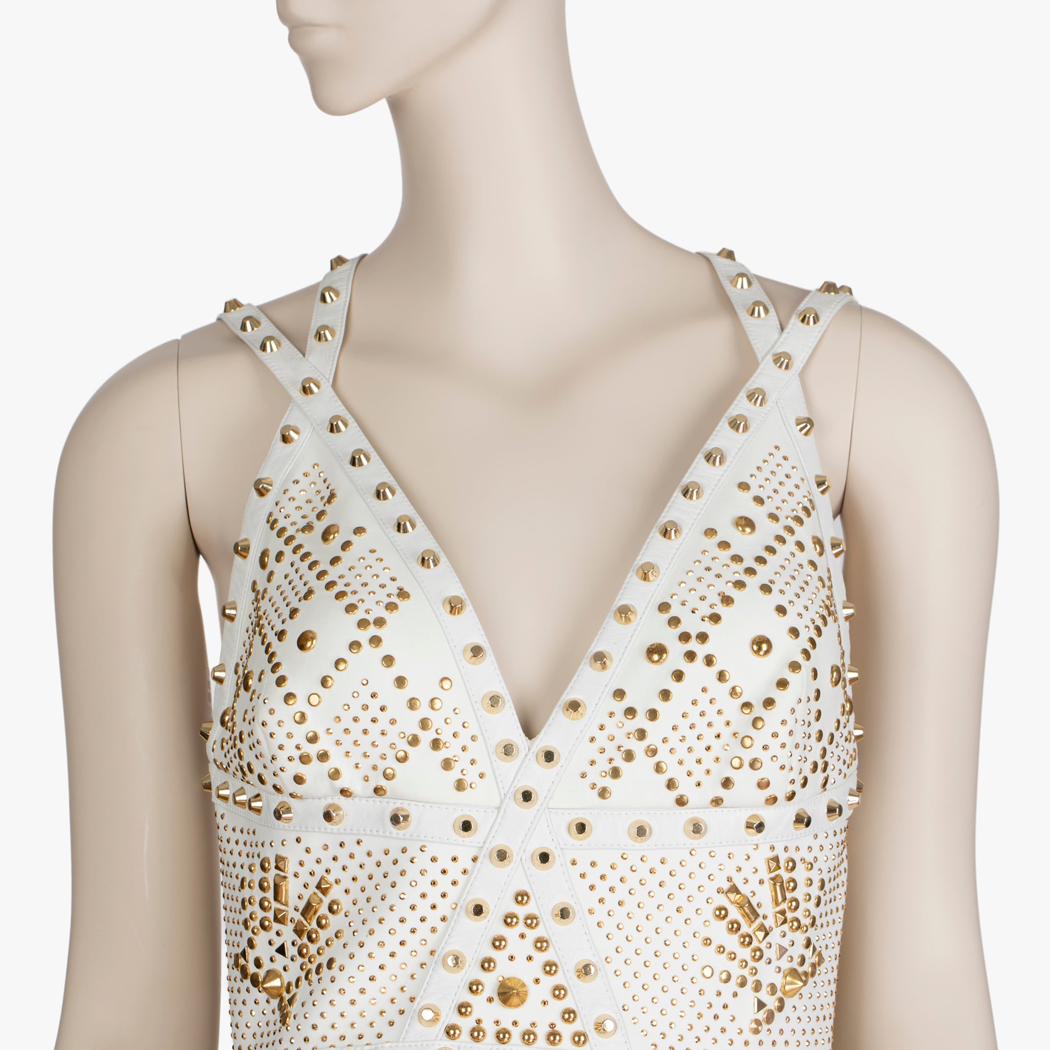 Versace White Studded Empire Mini Dress - Size 42 IT