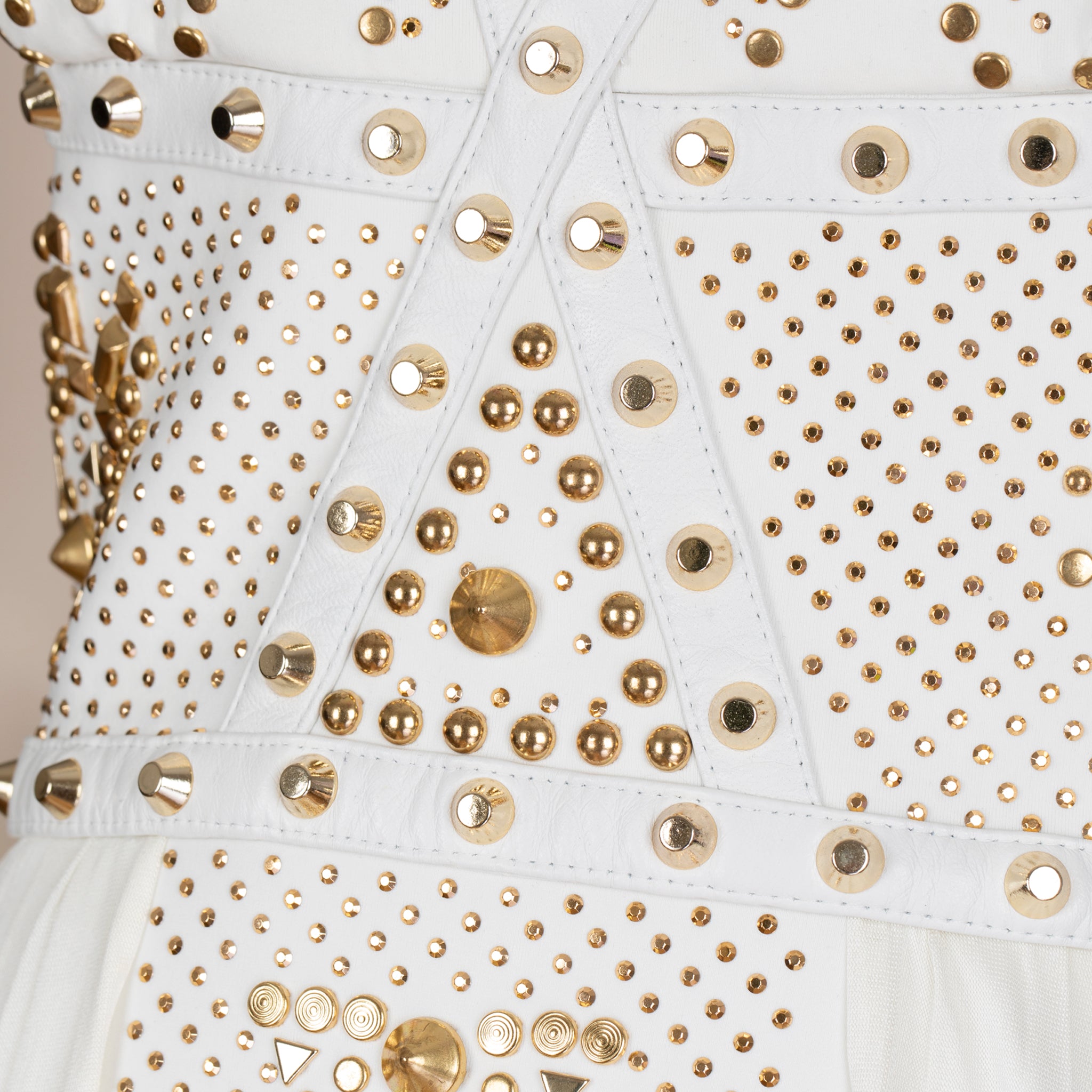 Versace White Studded Empire Mini Dress - Size 42 IT