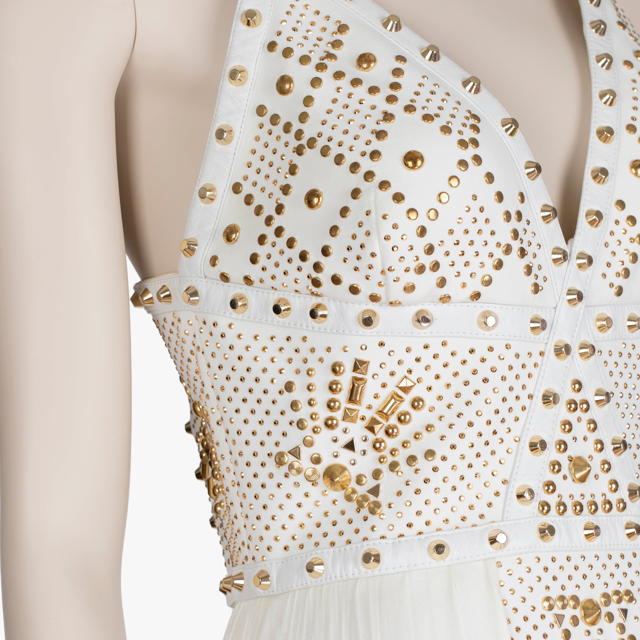 Versace White Studded Empire Mini Dress - Size 42 IT