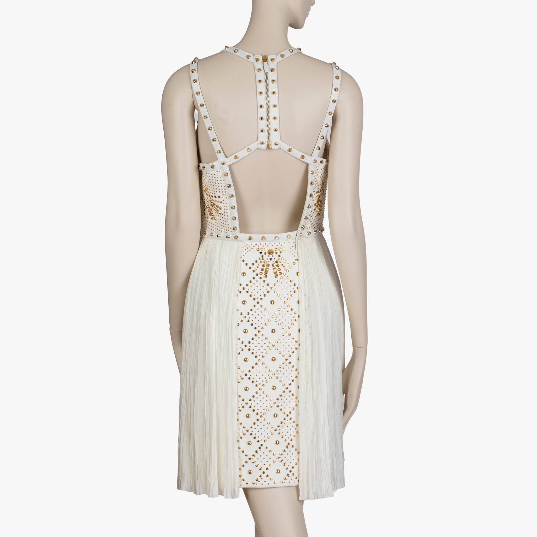 Versace White Studded Empire Mini Dress - Size 42 IT