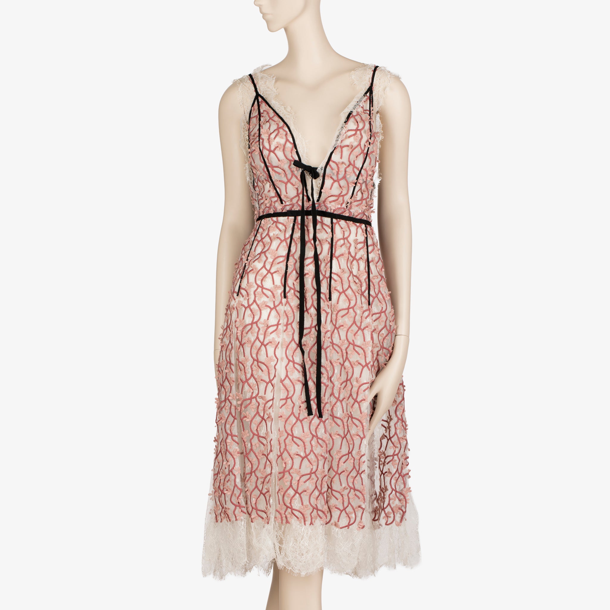 Giambattista Valli Pink Embroidered Lace Midi Dress – Size 44 IT