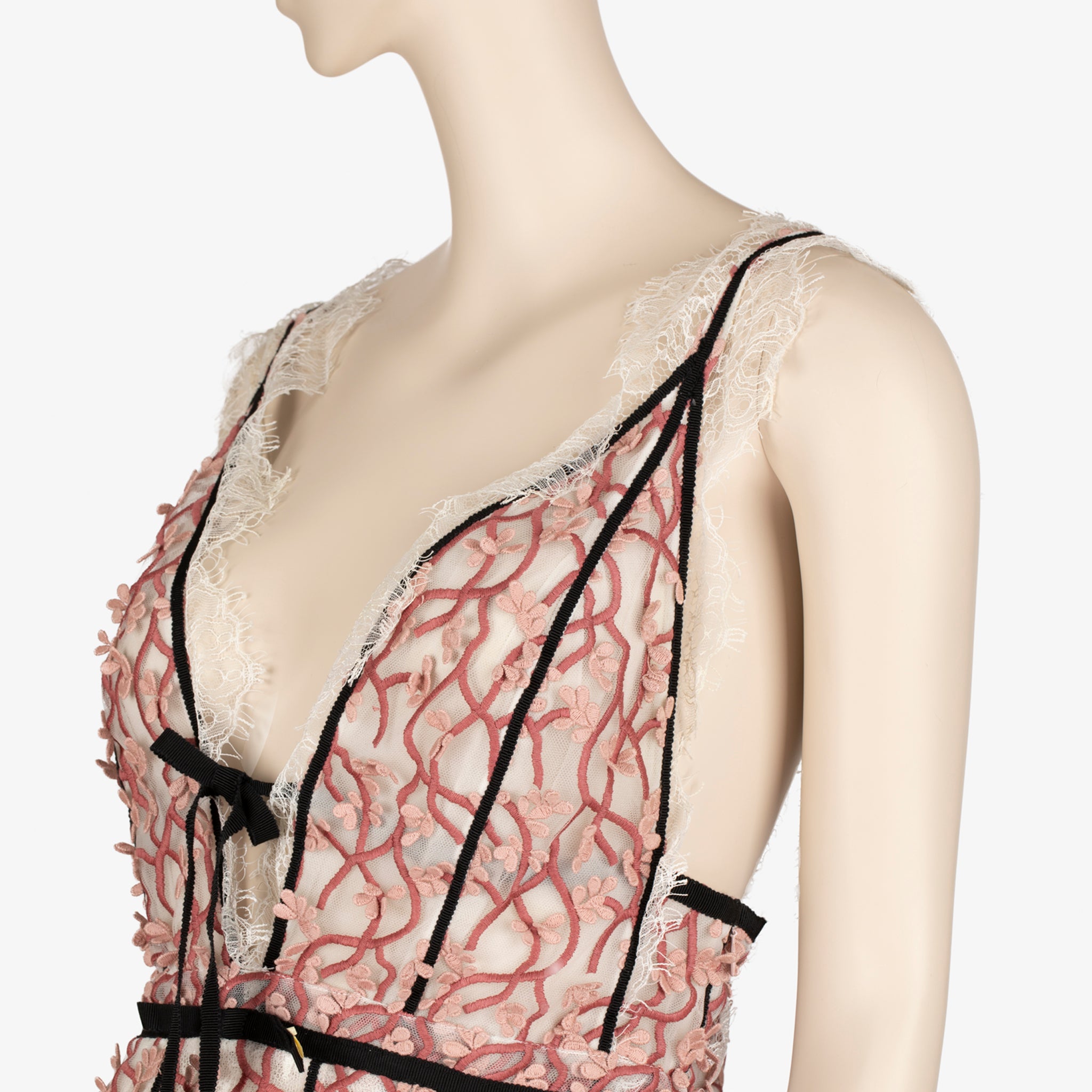 Giambattista Valli Pink Embroidered Lace Midi Dress – Size 44 IT
