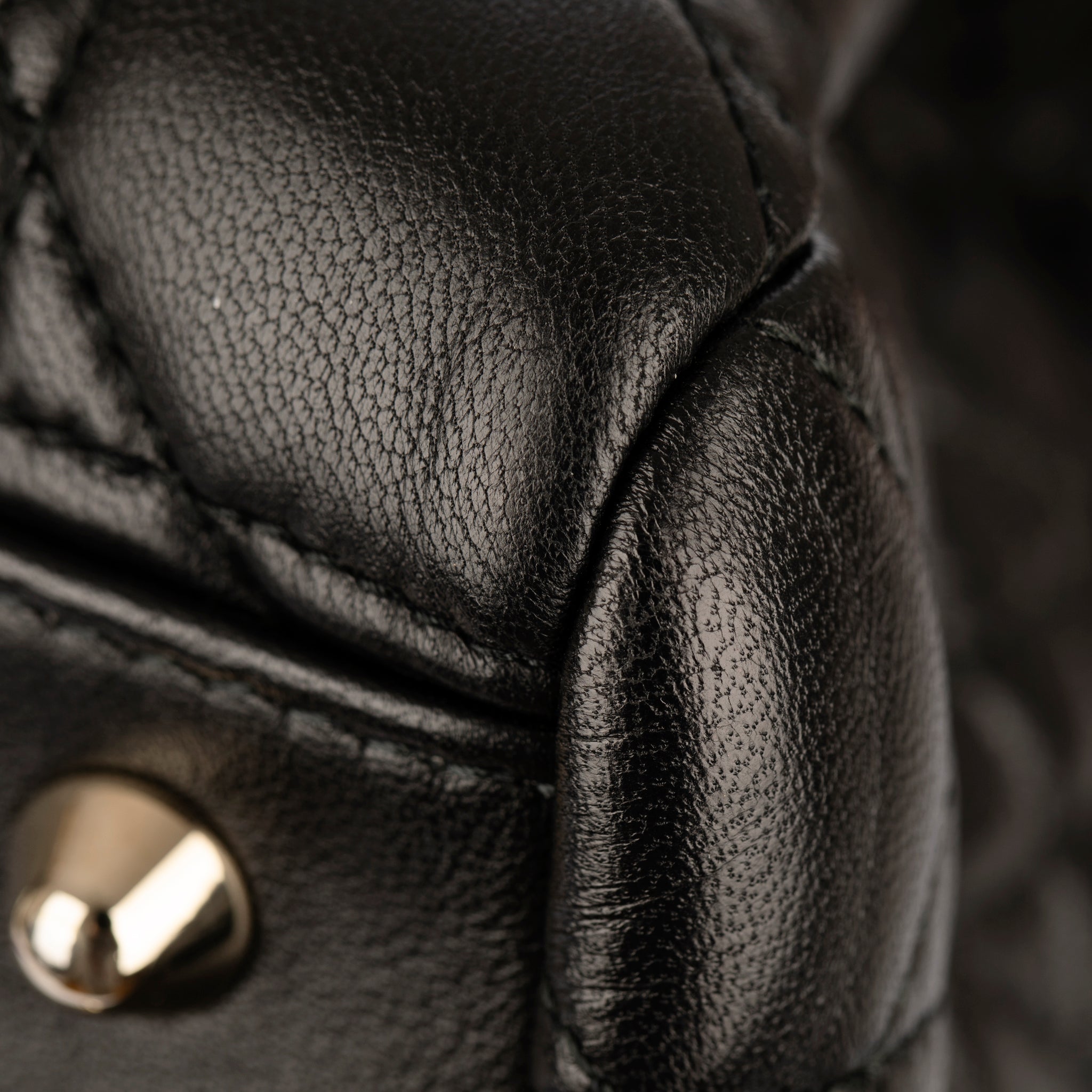 Christian Dior Black Quilted Lambskin Cannage Tote Champagne Tone Hardware