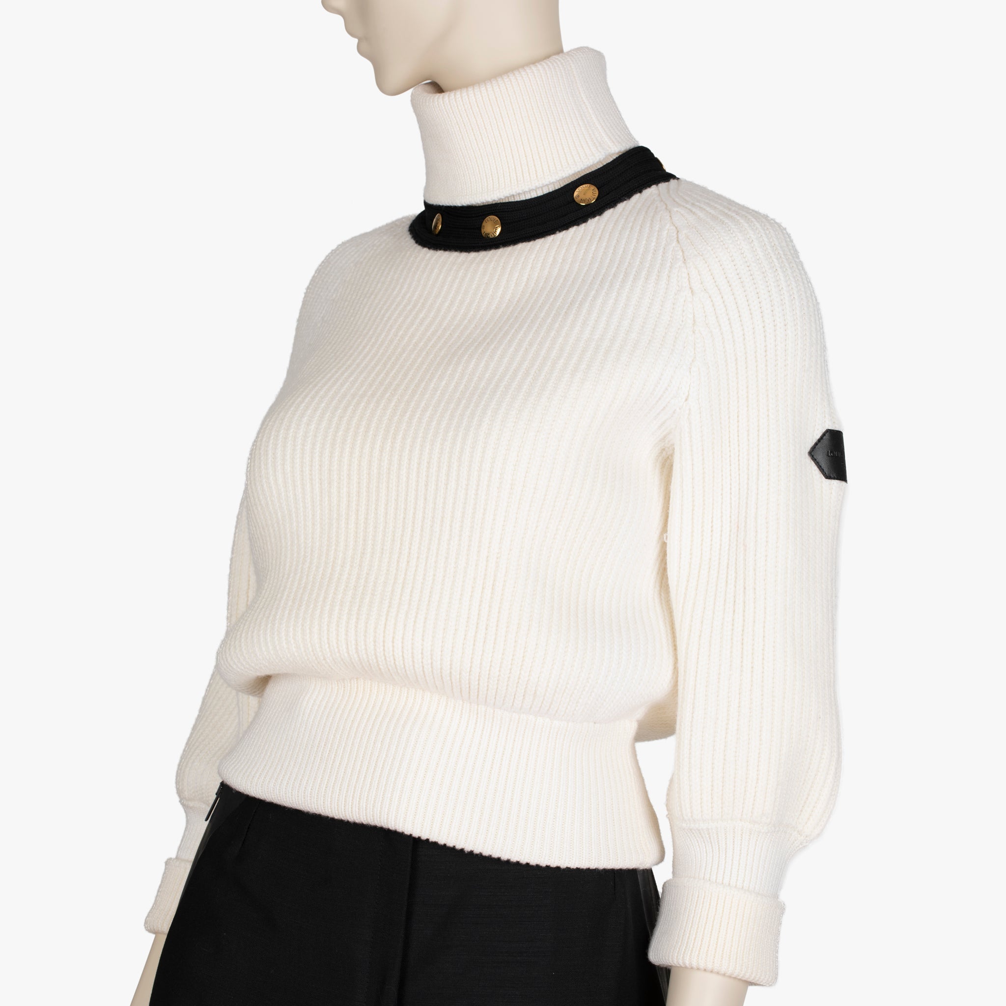Louis Vuitton Ribbed Wool Blend Sweater with Detachable Collar – Size XS