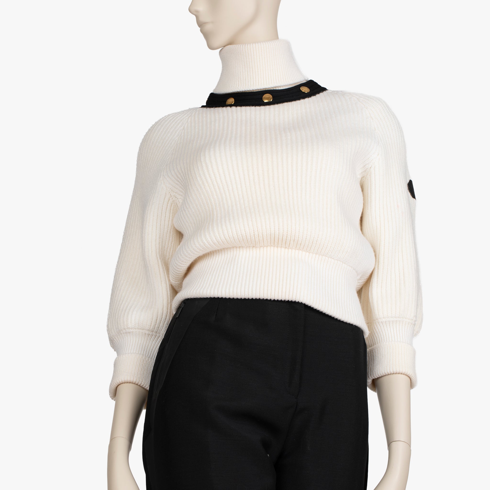 Louis Vuitton Ribbed Wool Blend Sweater with Detachable Collar – Size XS