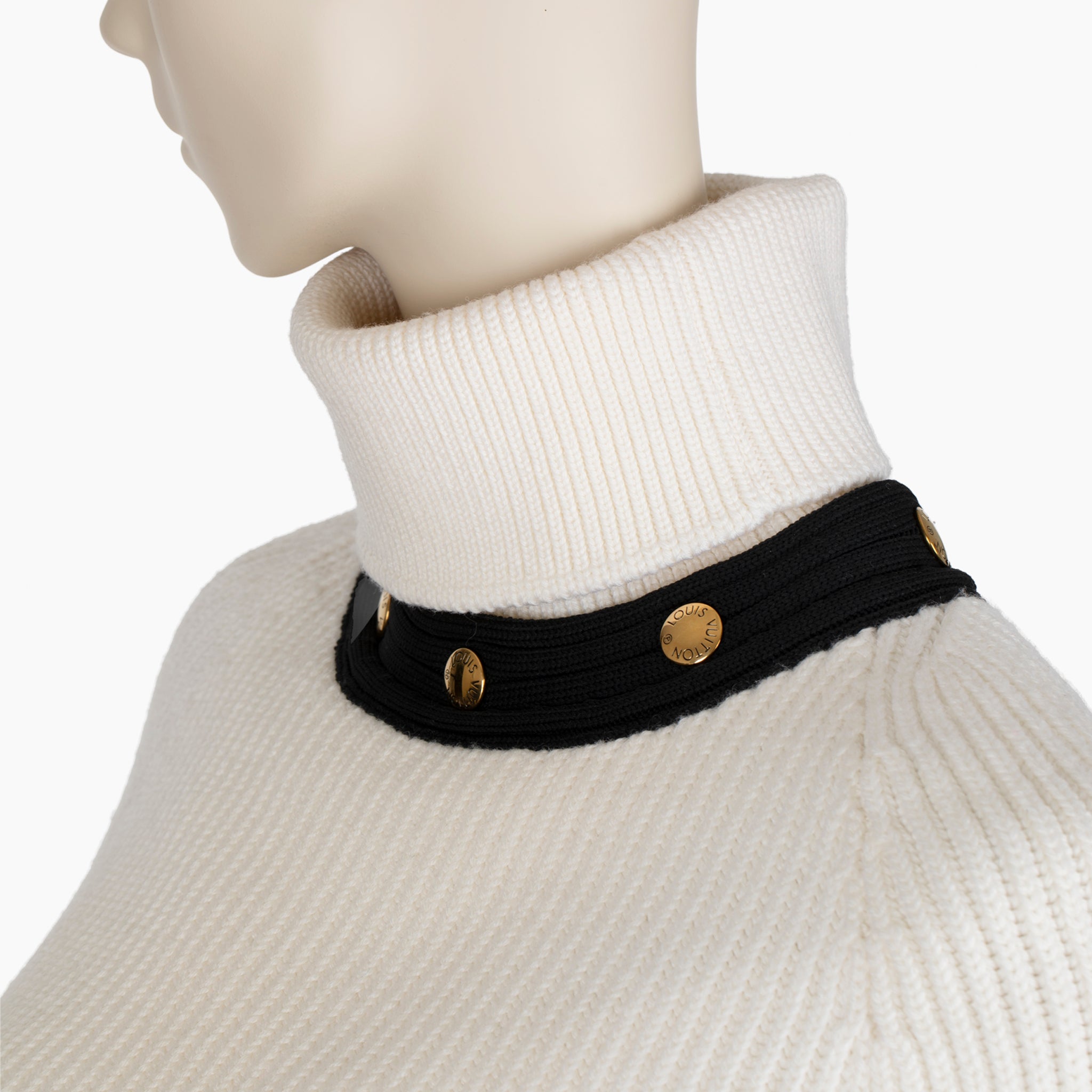 Louis Vuitton Ribbed Wool Blend Sweater with Detachable Collar – Size XS