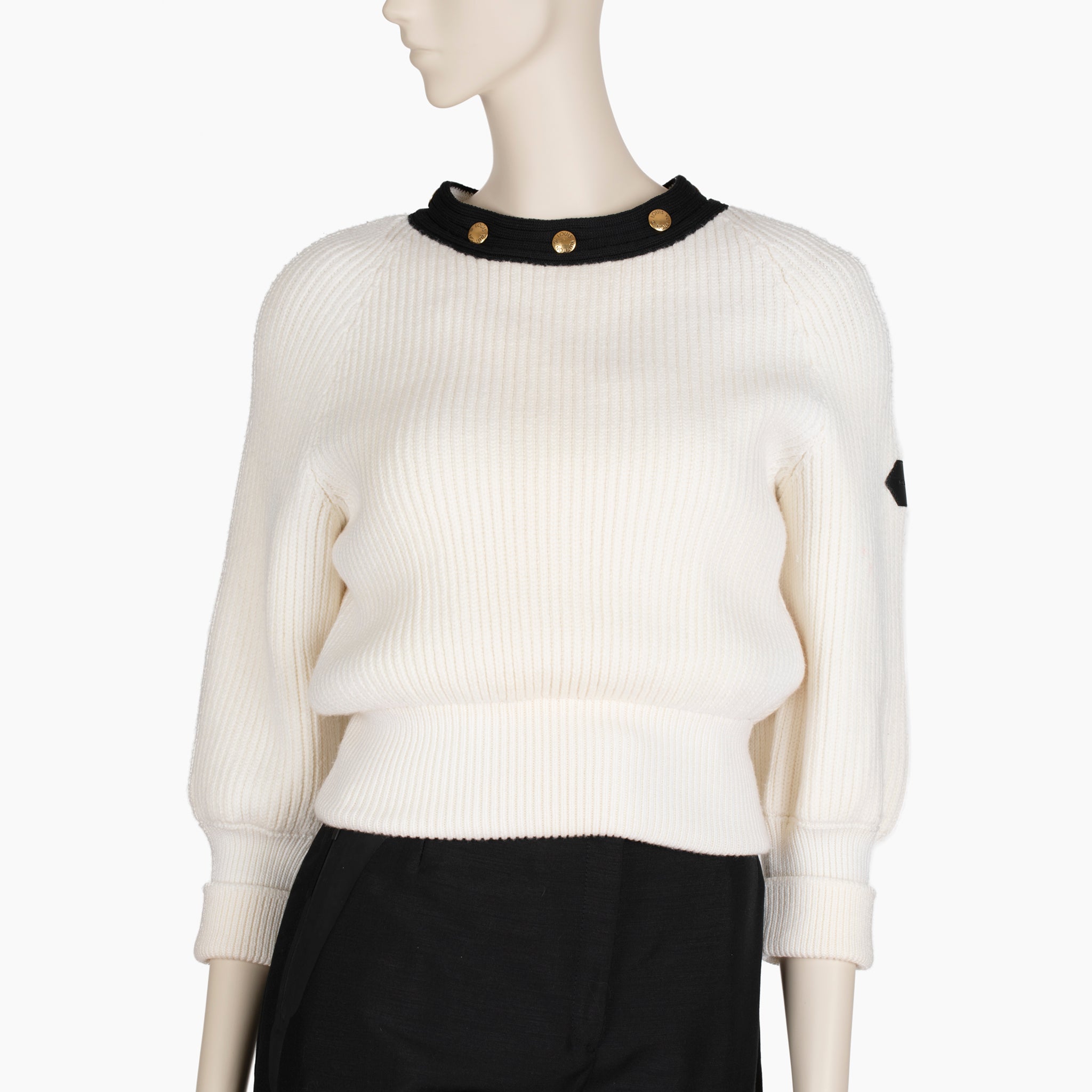 Louis Vuitton Ribbed Wool Blend Sweater with Detachable Collar – Size XS