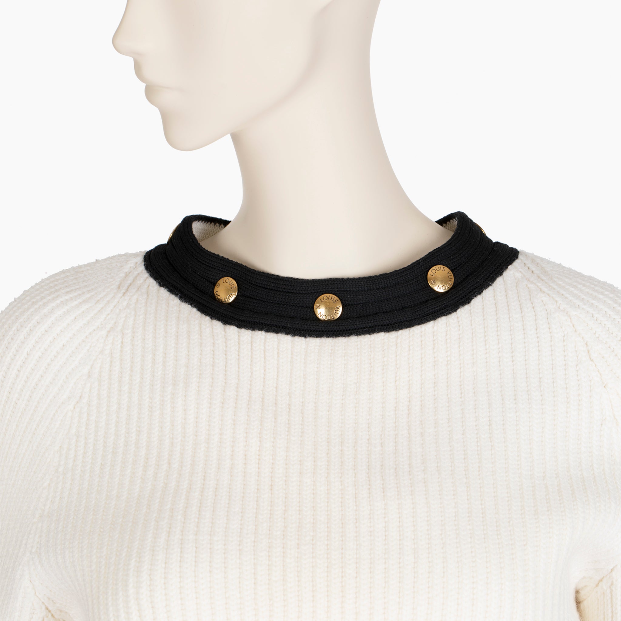 Louis Vuitton Ribbed Wool Blend Sweater with Detachable Collar – Size XS