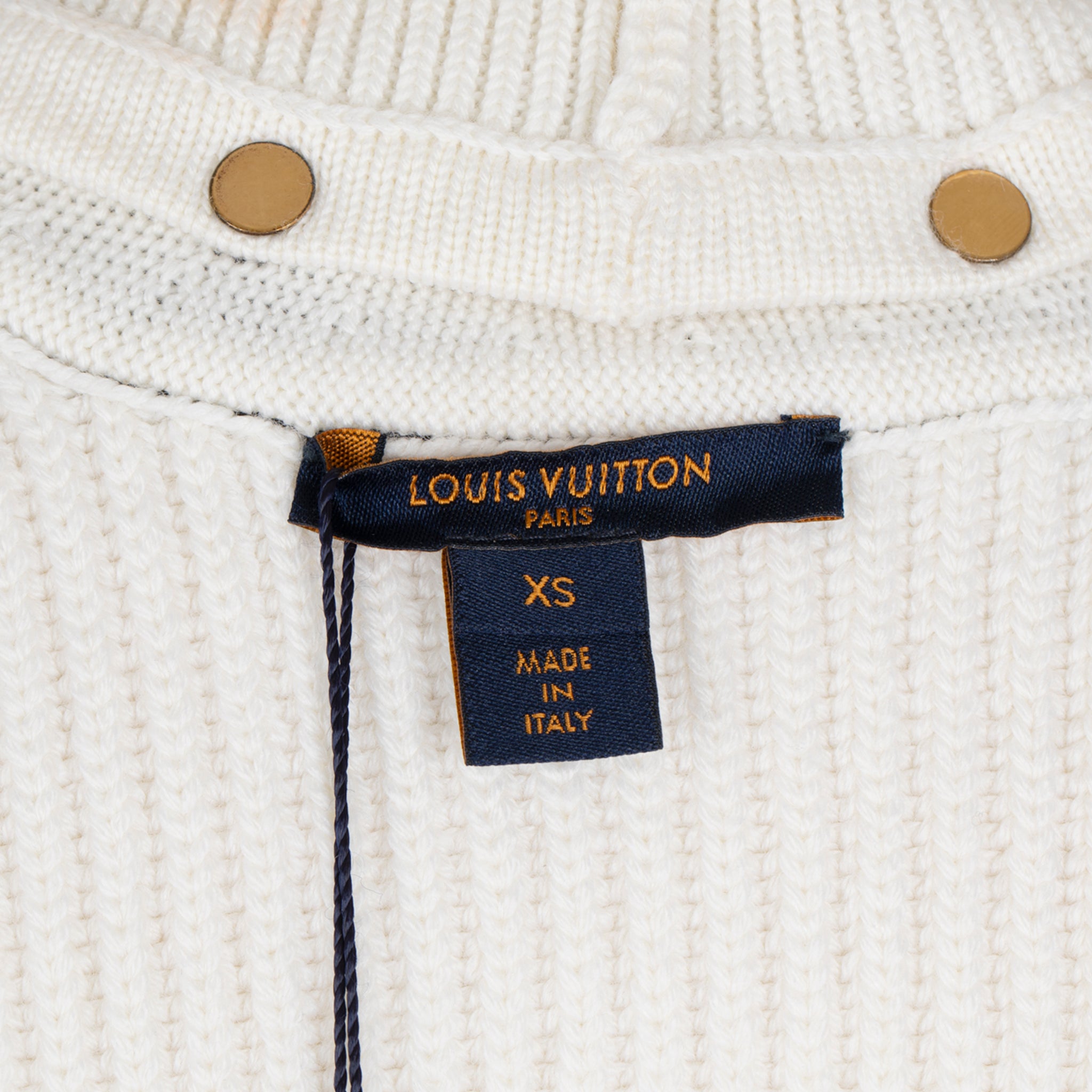 Louis Vuitton Ribbed Wool Blend Sweater with Detachable Collar – Size XS