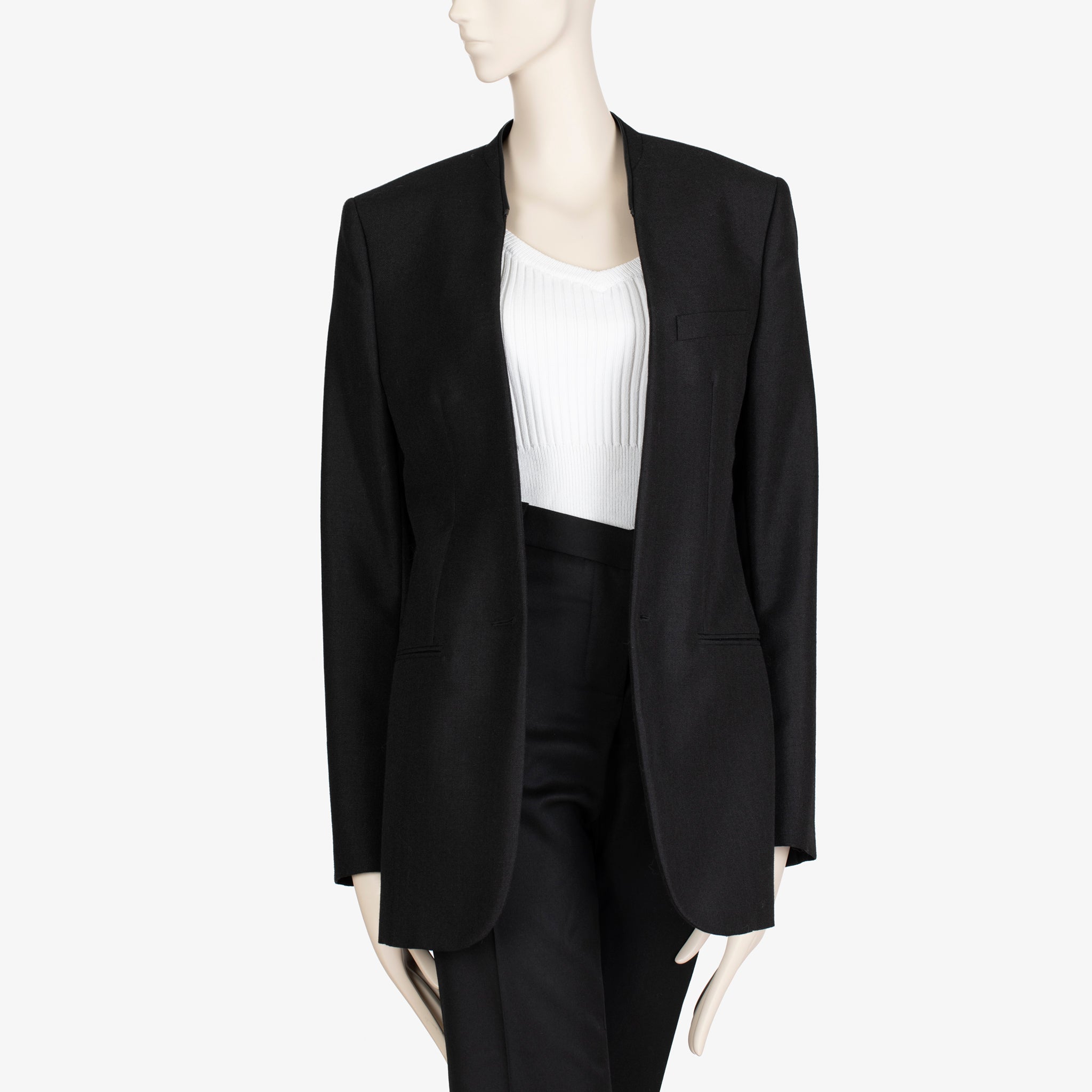 Louis Vuitton Black Tailored Blazer with Removable Monogram Scarf – Size 36