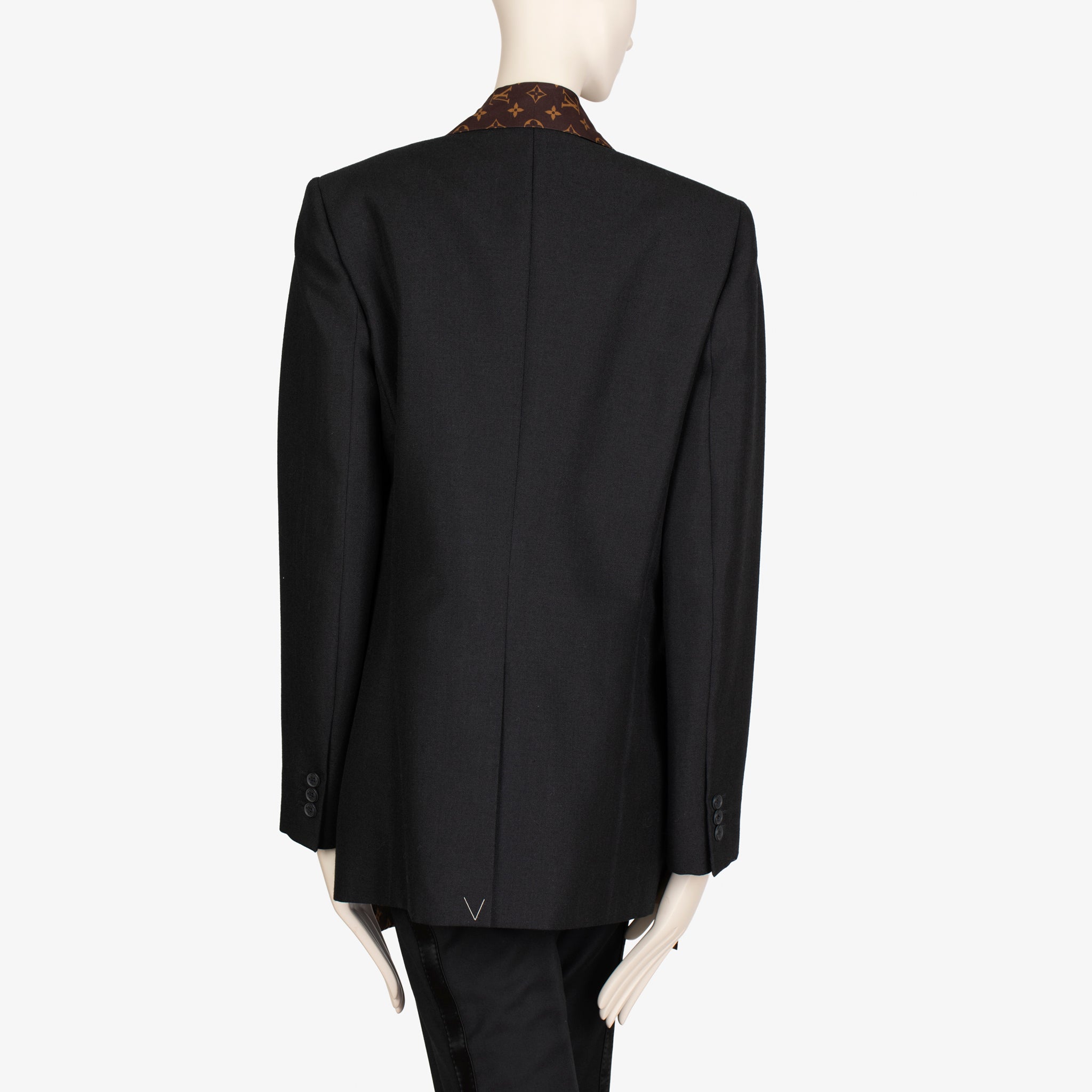 Louis Vuitton Black Tailored Blazer with Removable Monogram Scarf – Size 36