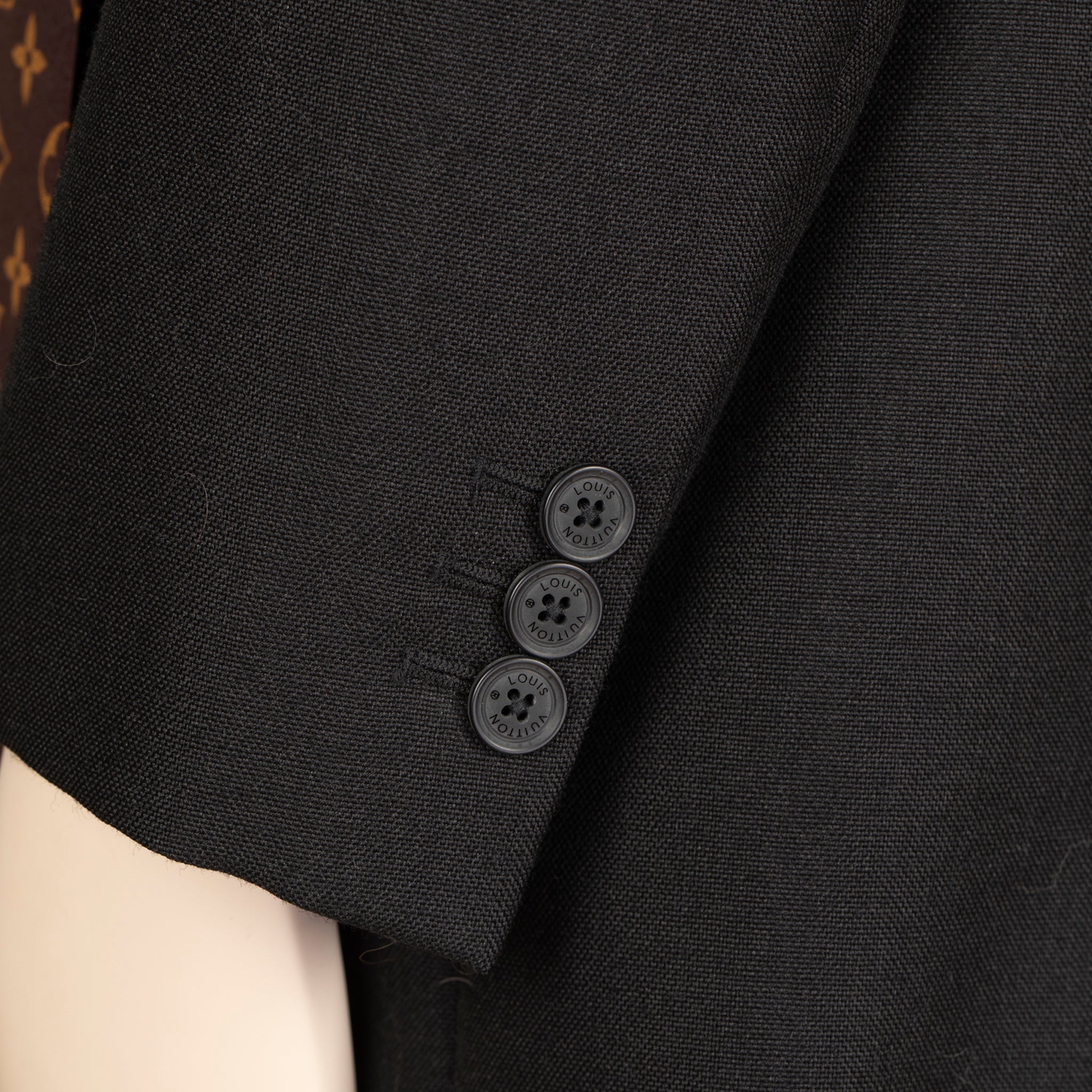 Louis Vuitton Black Tailored Blazer with Removable Monogram Scarf – Size 36