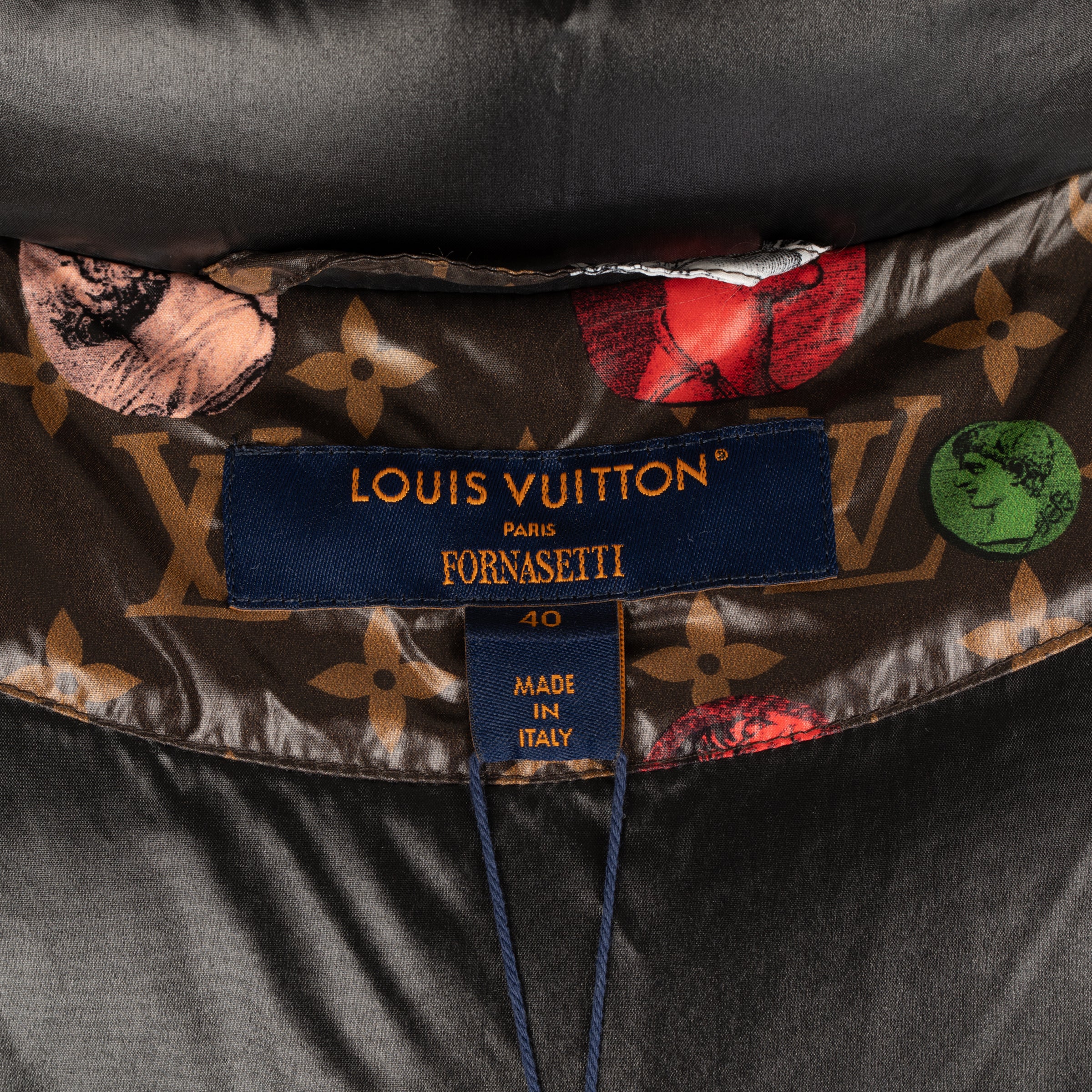Louis Vuitton x Fornasetti Multicolour Monogram Portrait Down Puffer Jacket | Size 40 FR