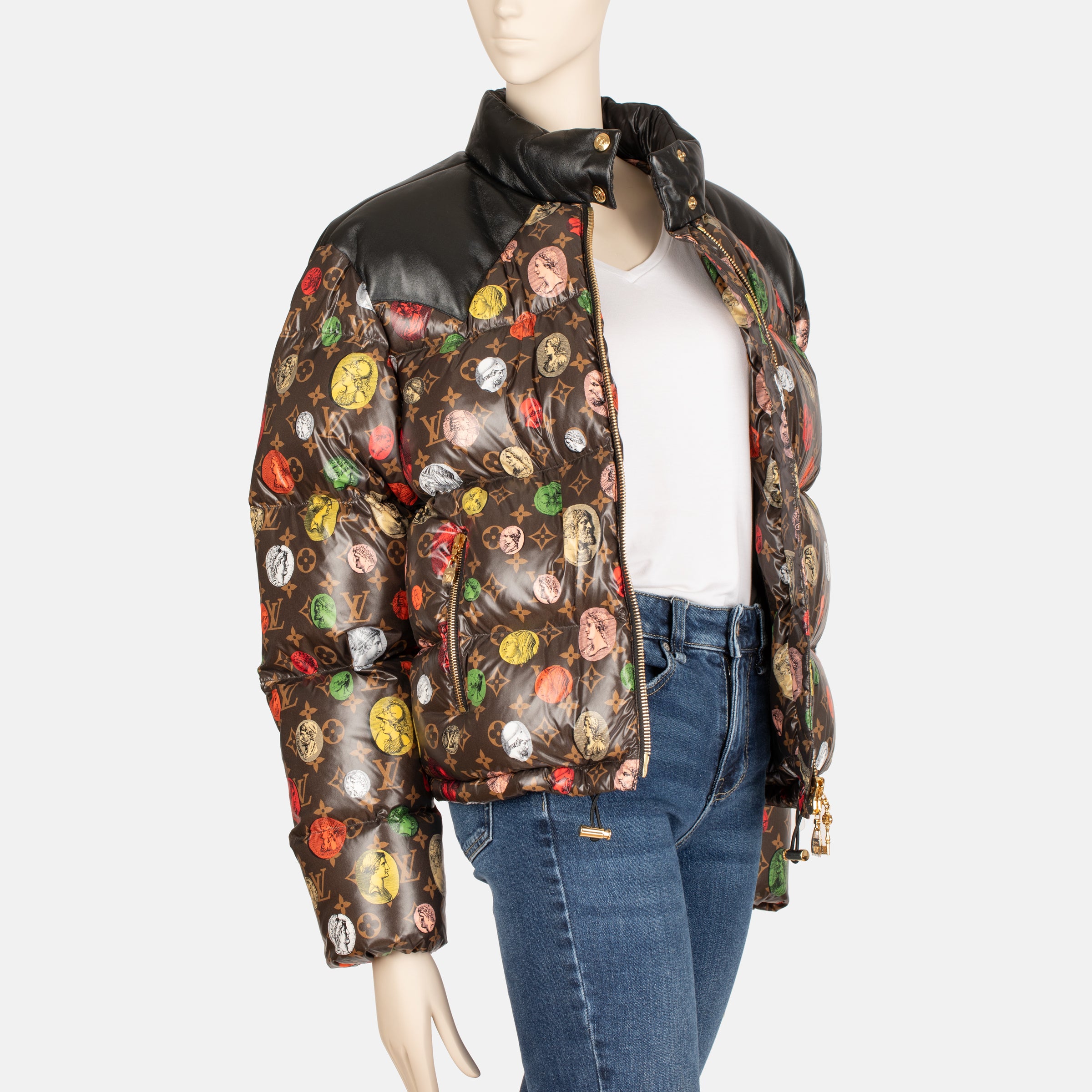 Louis Vuitton x Fornasetti Multicolour Monogram Portrait Down Puffer Jacket | Size 40 FR