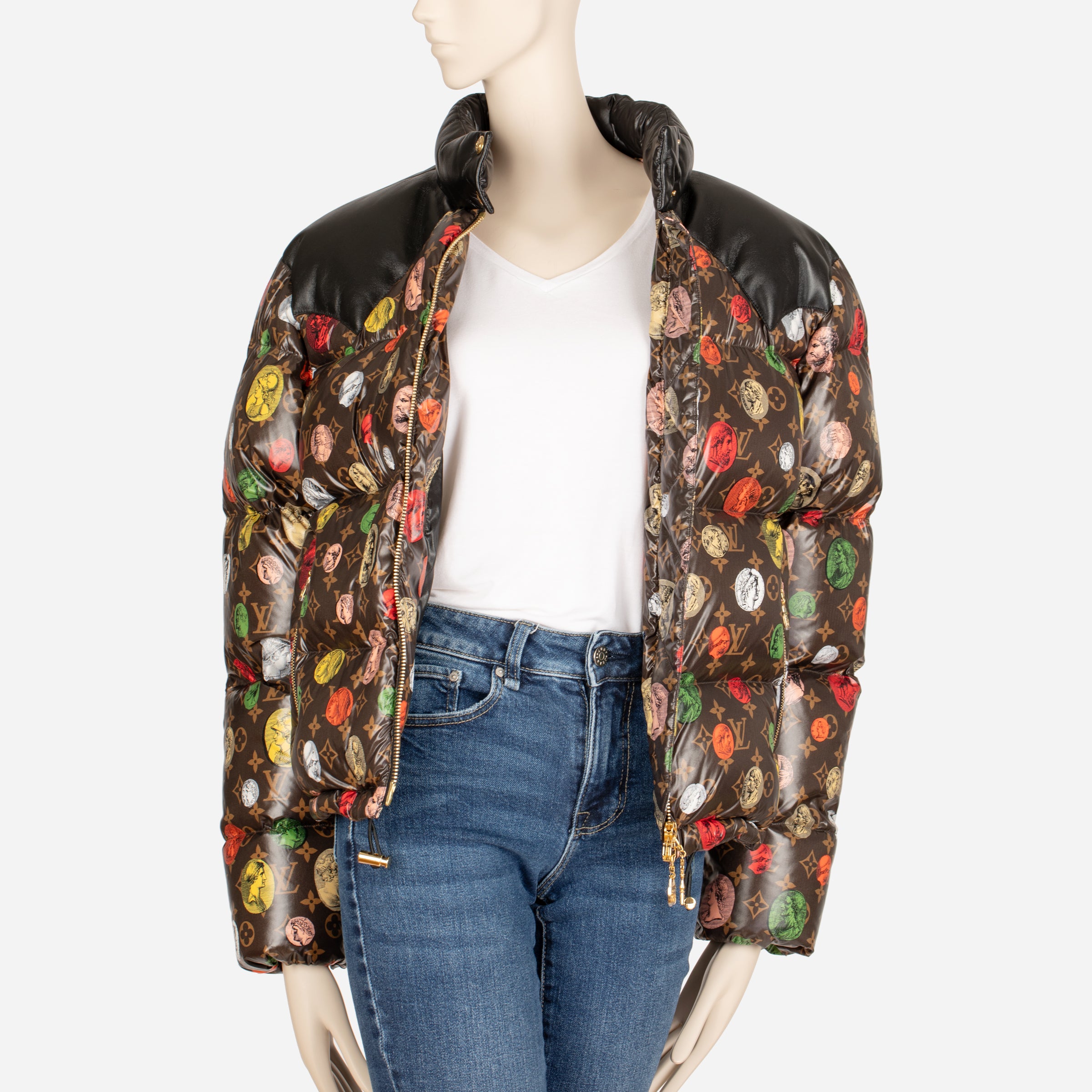 Louis Vuitton x Fornasetti Multicolour Monogram Portrait Down Puffer Jacket | Size 40 FR