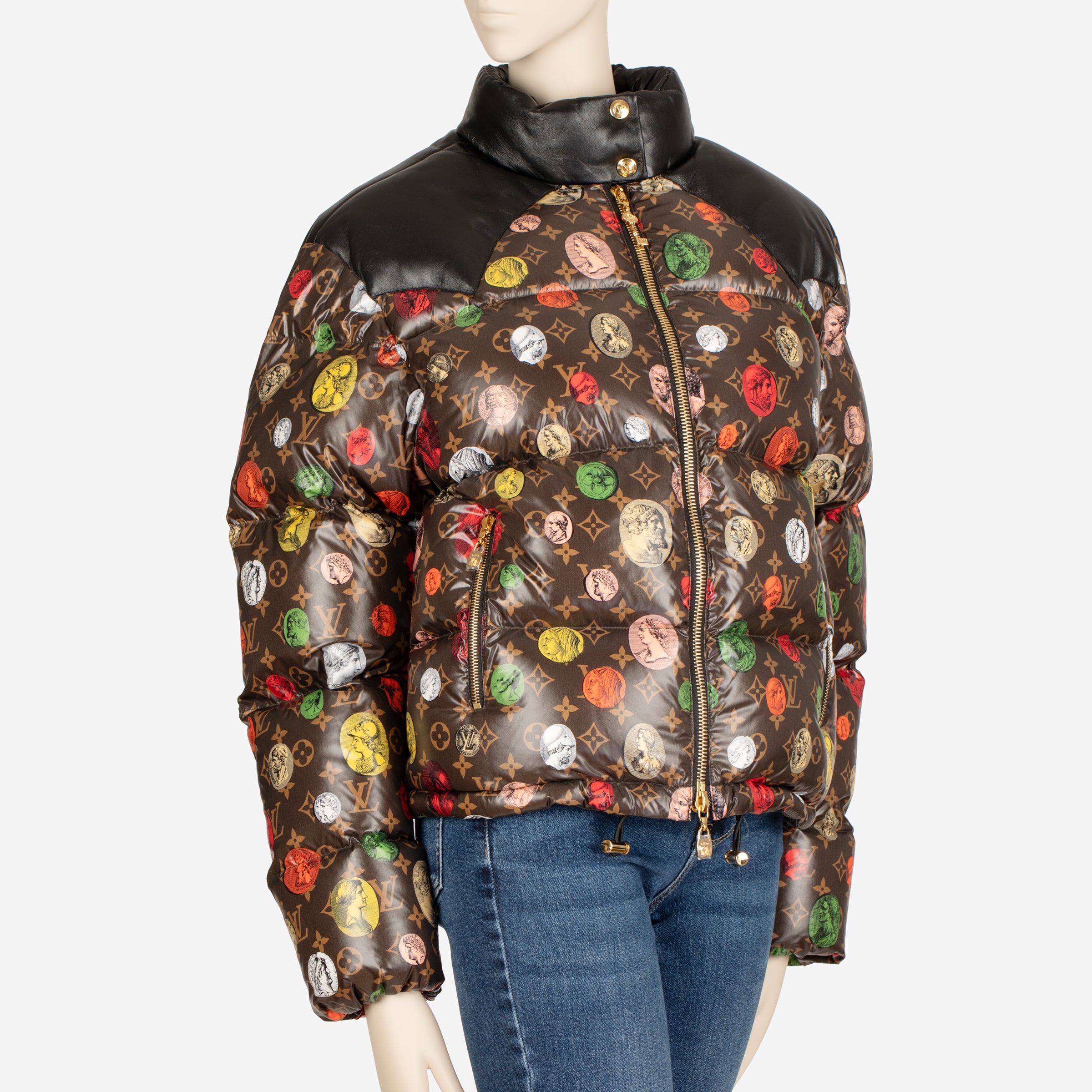 Louis Vuitton x Fornasetti Multicolour Monogram Portrait Down Puffer Jacket | Size 40 FR