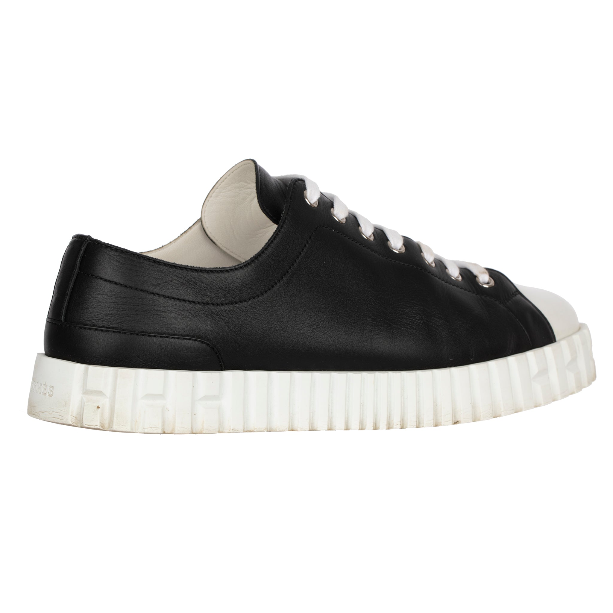 Hermes Mens Black & White Leather Shoes 43 FR