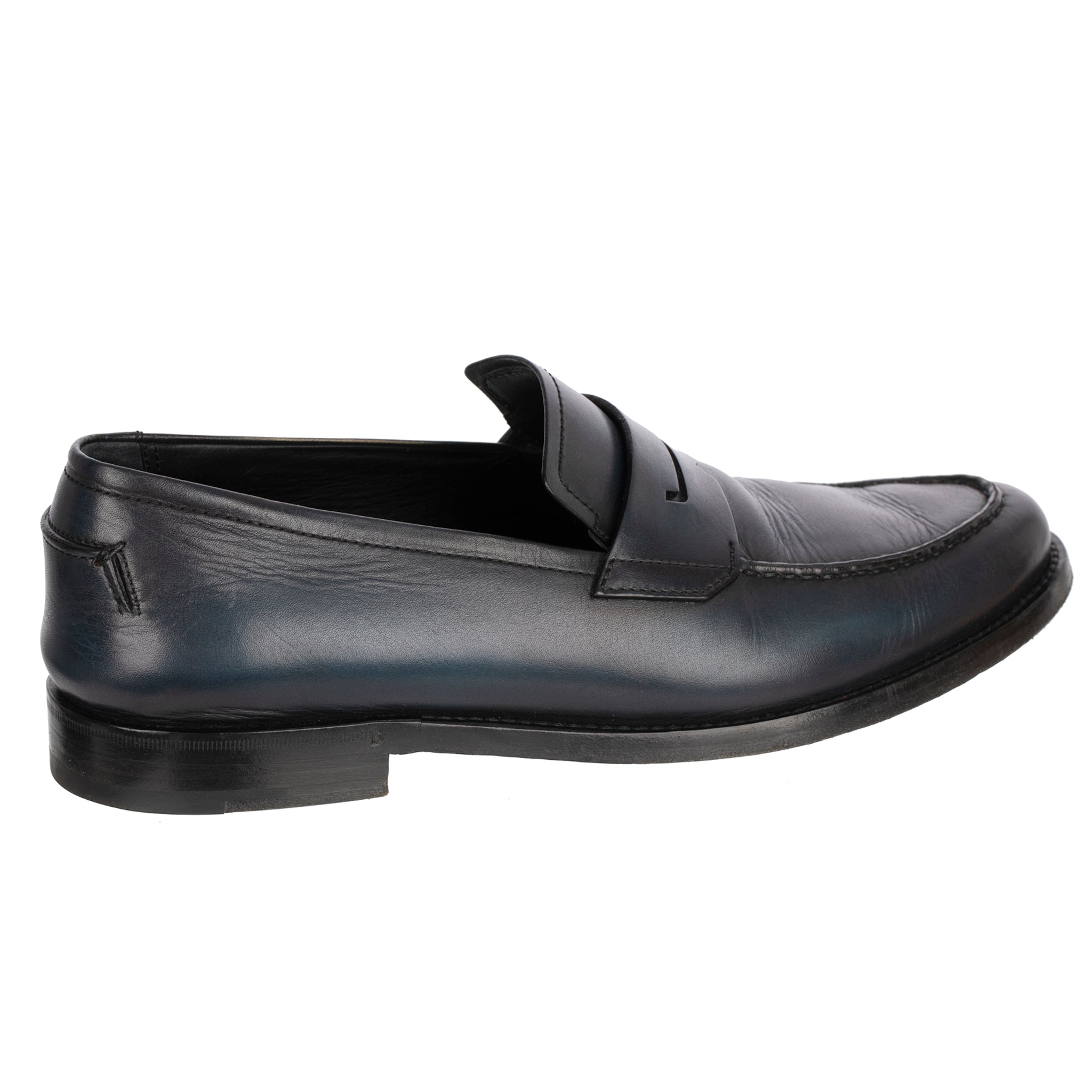 Berluti Paris Mens Black & Blue Leather Loafers 8.5