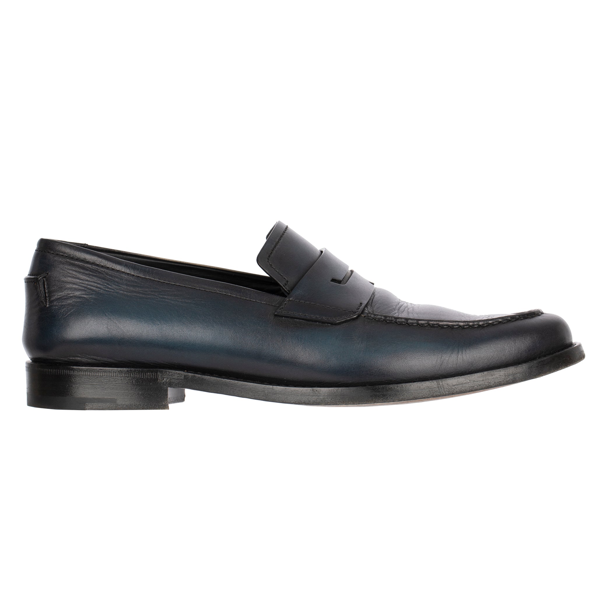 Berluti Paris Mens Black & Blue Leather Loafers 8.5