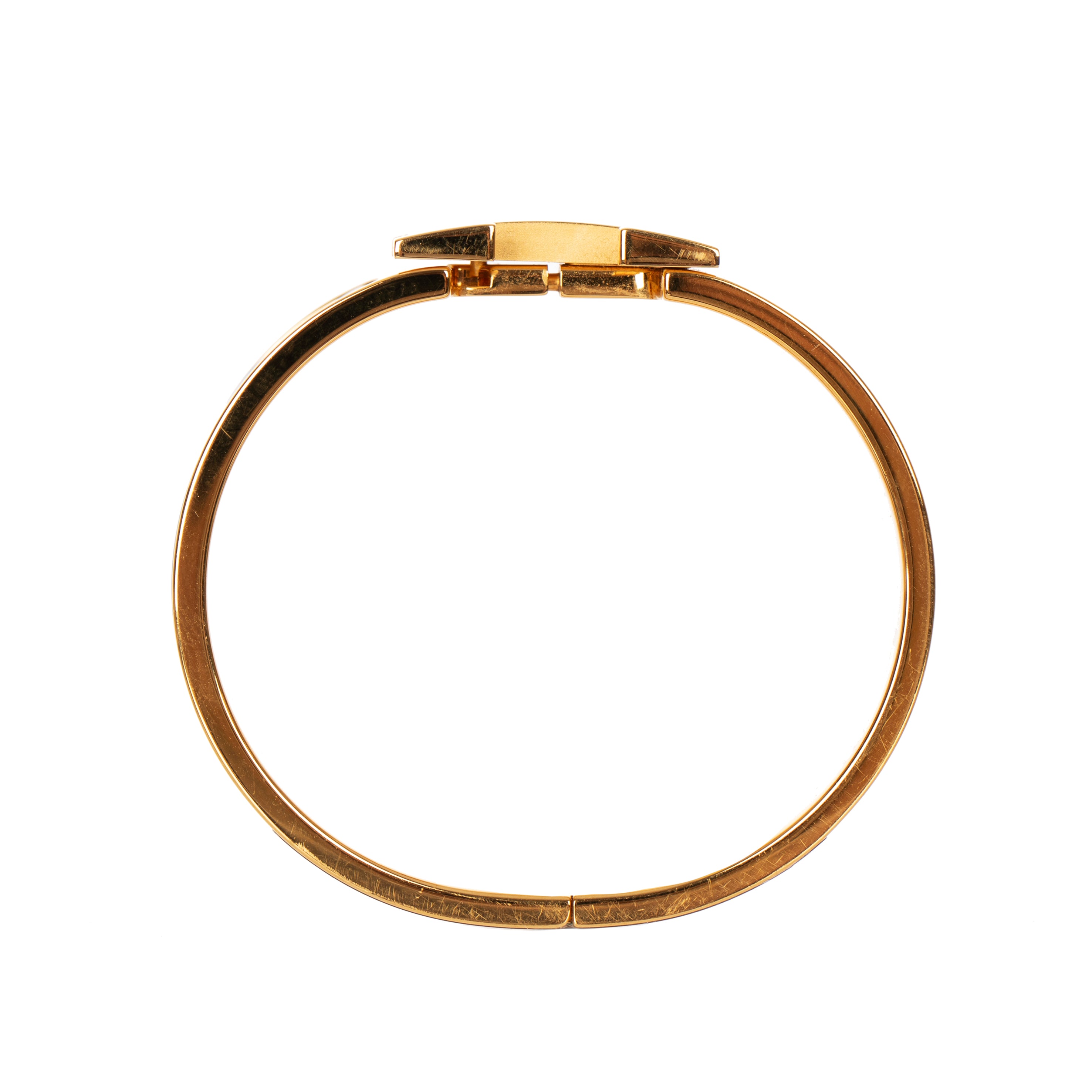 Hermes Clic Clac H Bracelet Navy Enamel & Yellow Gold Hardware