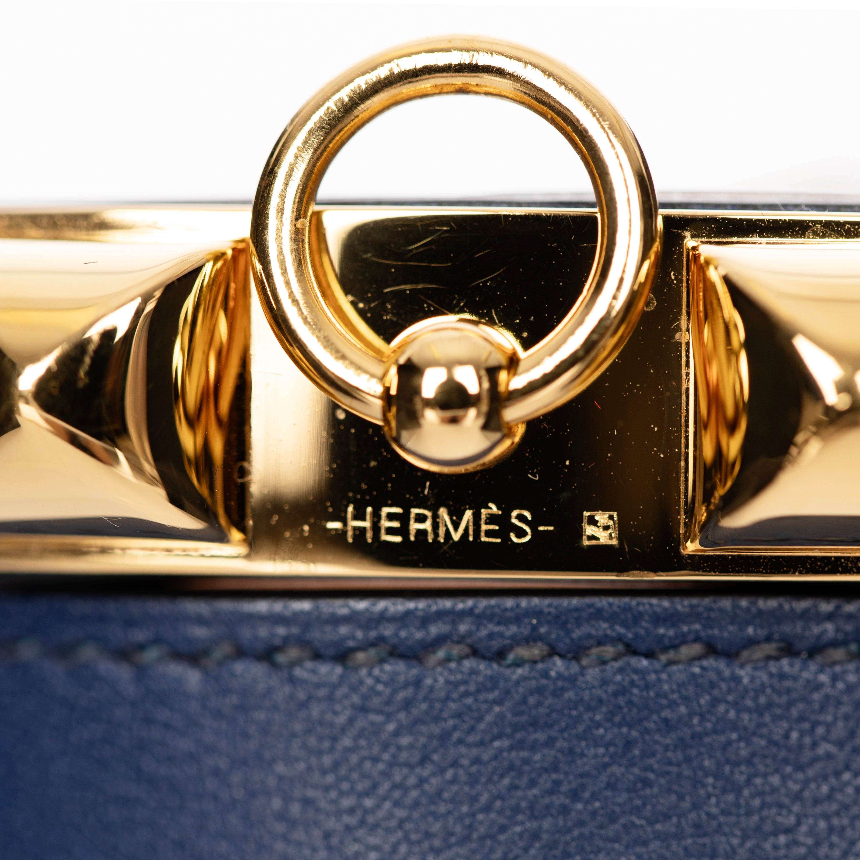 Hermes Rivale Double Tour Navy Bracelet With Gold Tone Hardware
