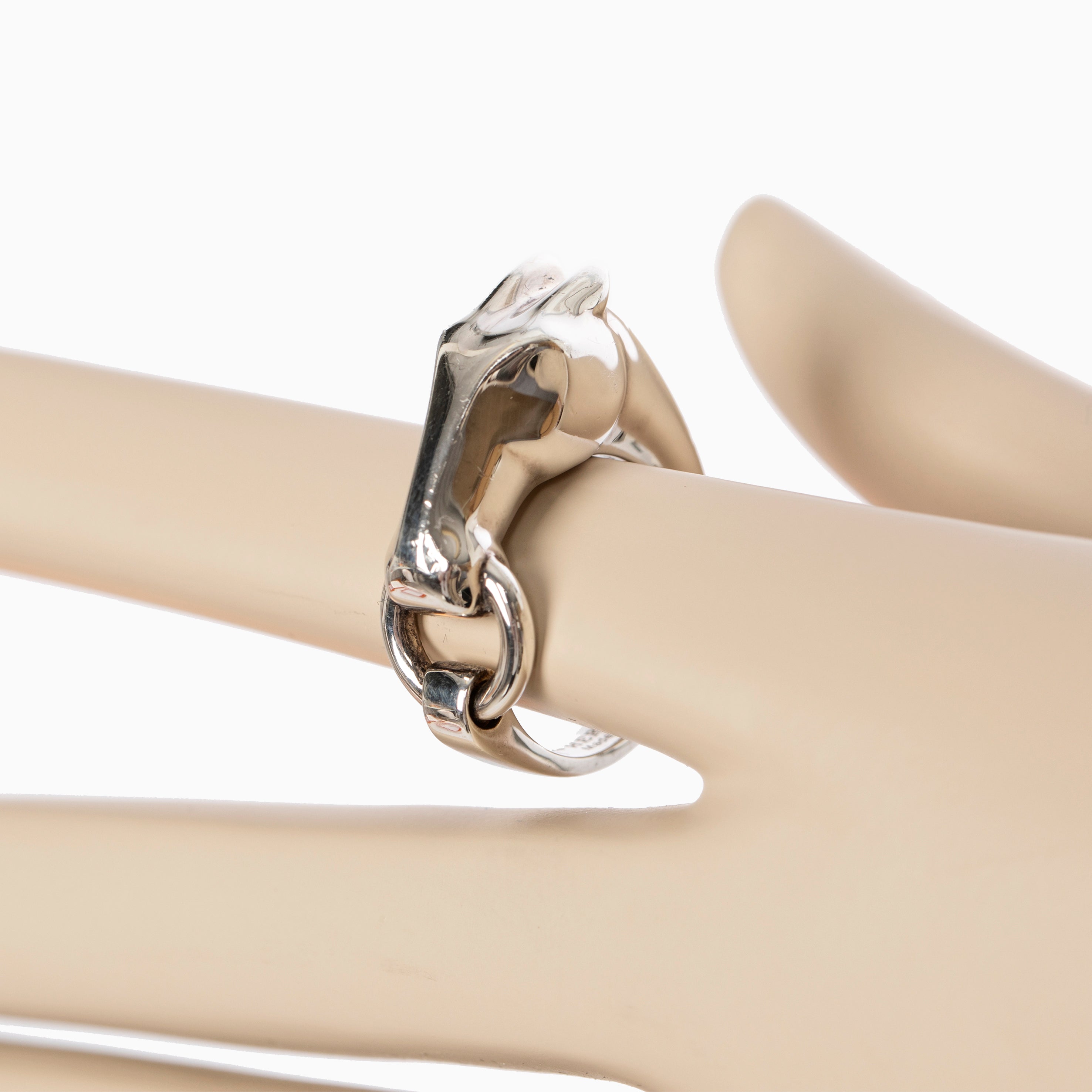 Hermes Sterling Silver Gallop Ring Size 53