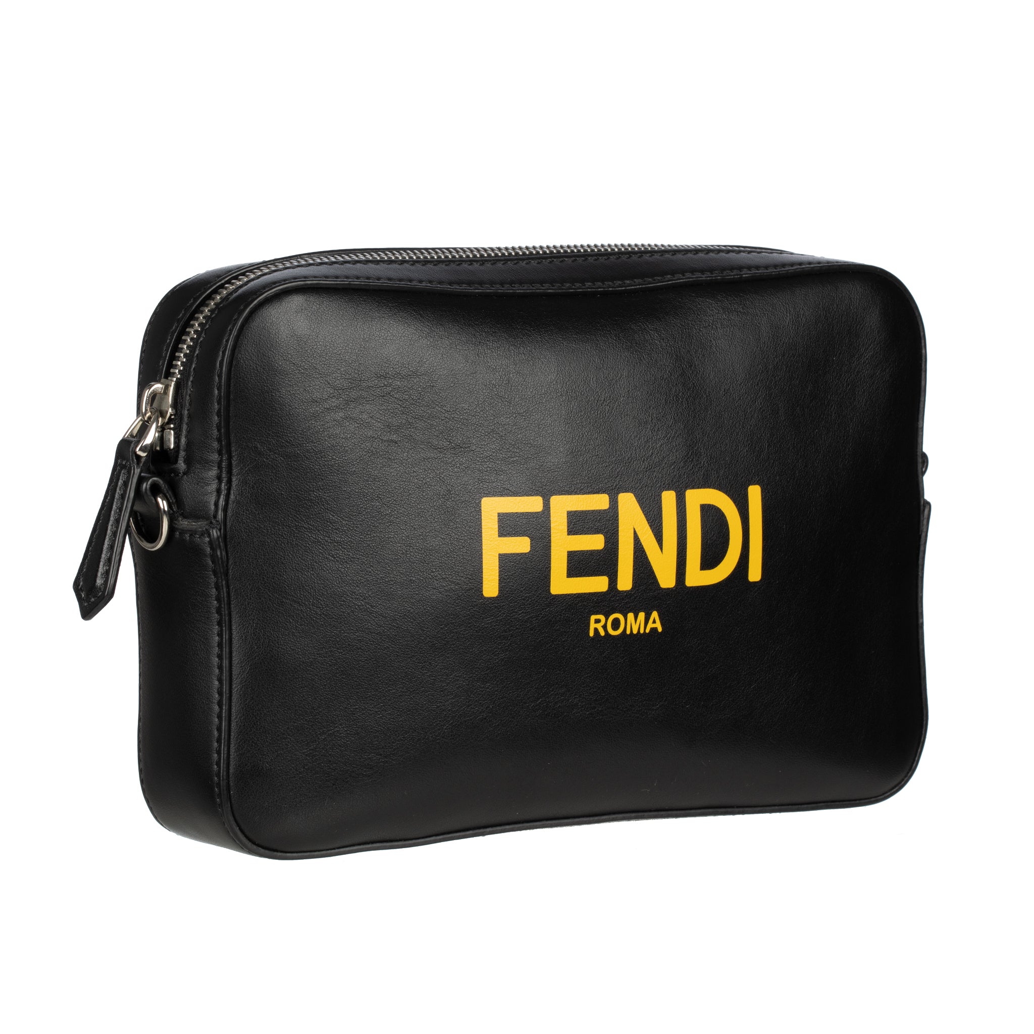 Peekaboo Fendi Black Calfskin & Sunflower Logo Mini Camera Bag
