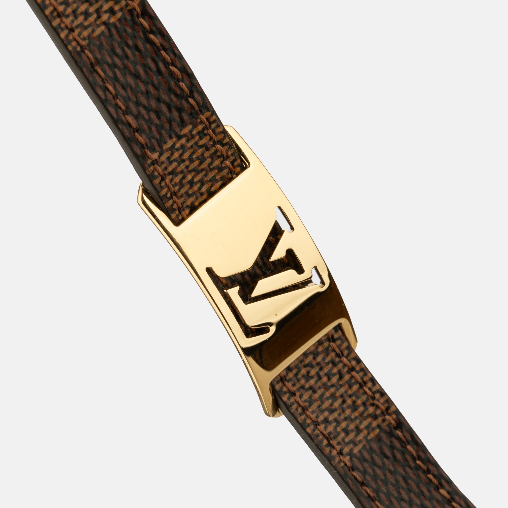 Louis Vuitton Sign It Bracelet Damier Ebene Canvas Gold Tone Hardware