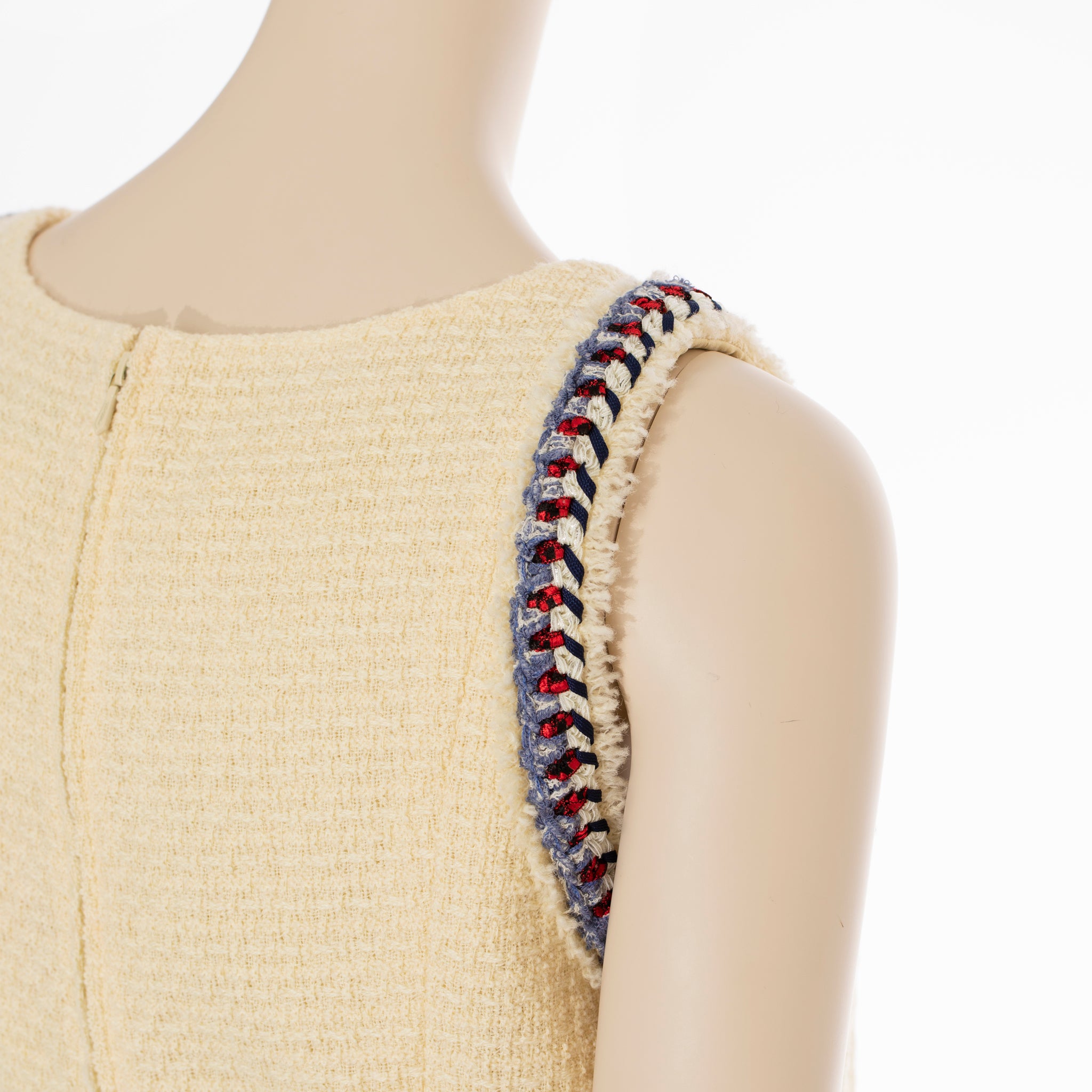 Chanel Ivory Tweed Vest With Braided Trim 40 FR