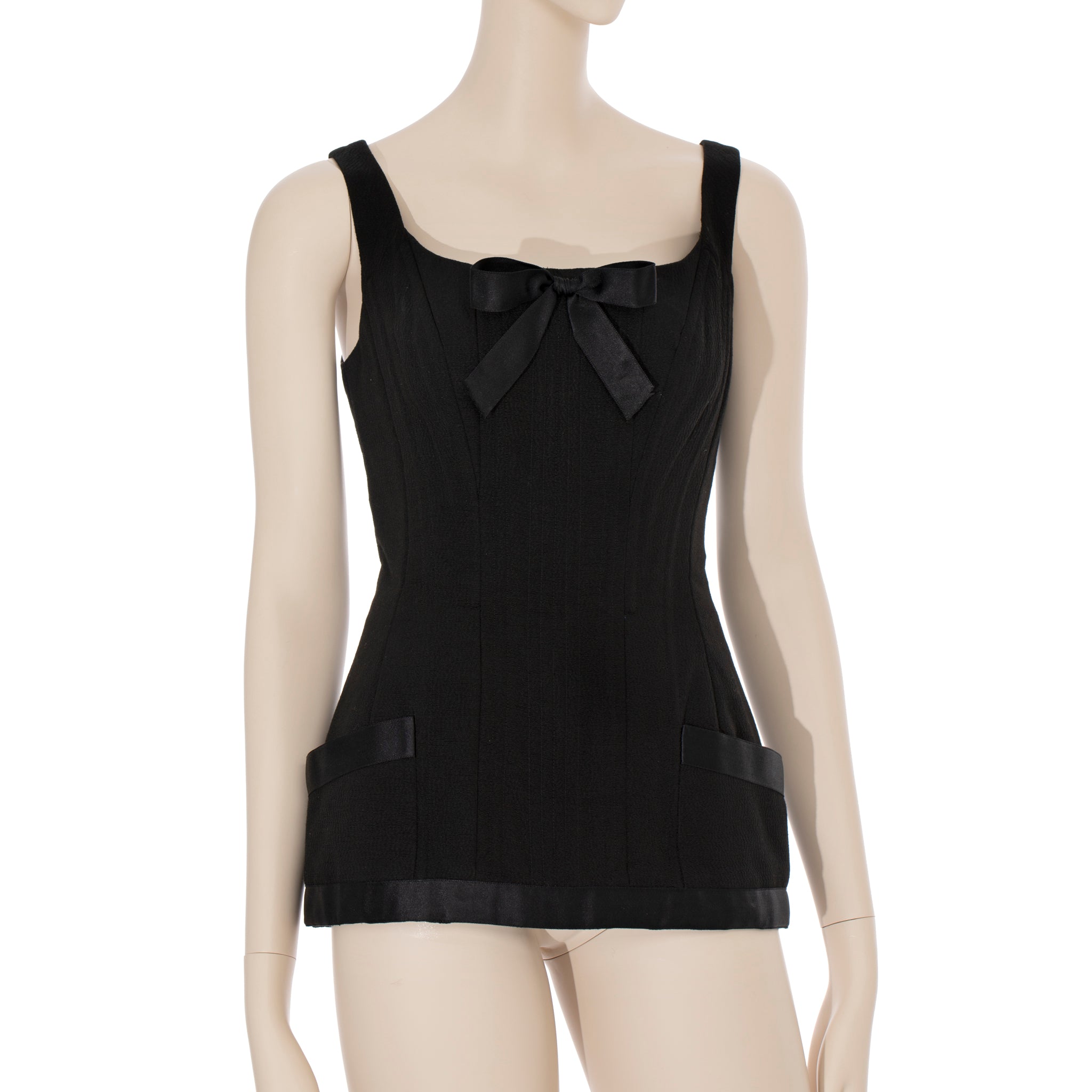 Chanel Vintage Spring/Summer 1993 Black Silk Bow Corset 93P 40 FR