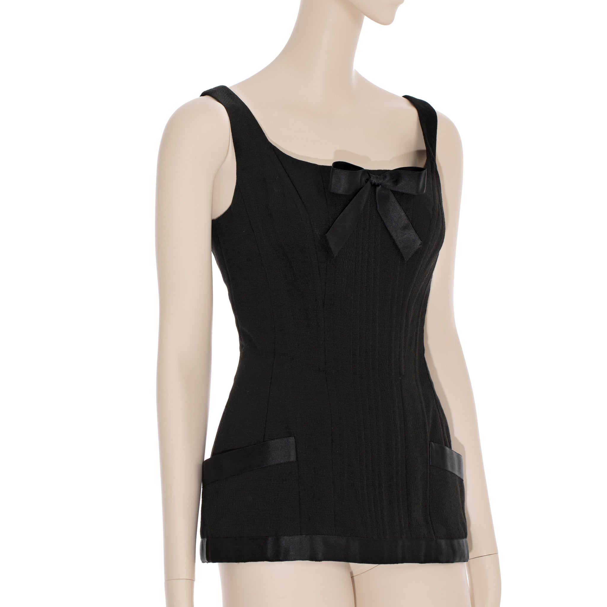 Chanel Vintage Spring/Summer 1993 Black Silk Bow Corset 93P 40 FR