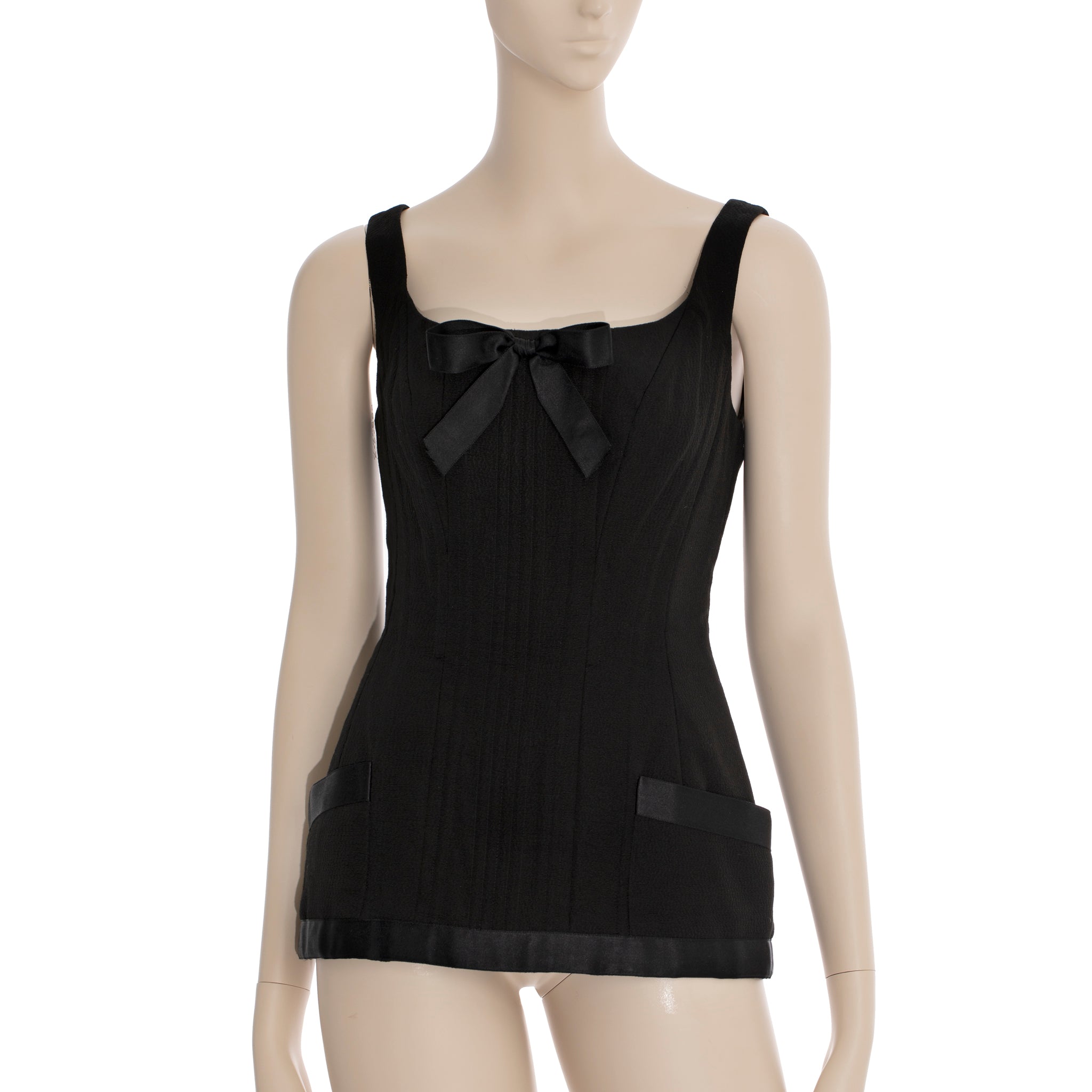Chanel Vintage Spring/Summer 1993 Black Silk Bow Corset 93P 40 FR