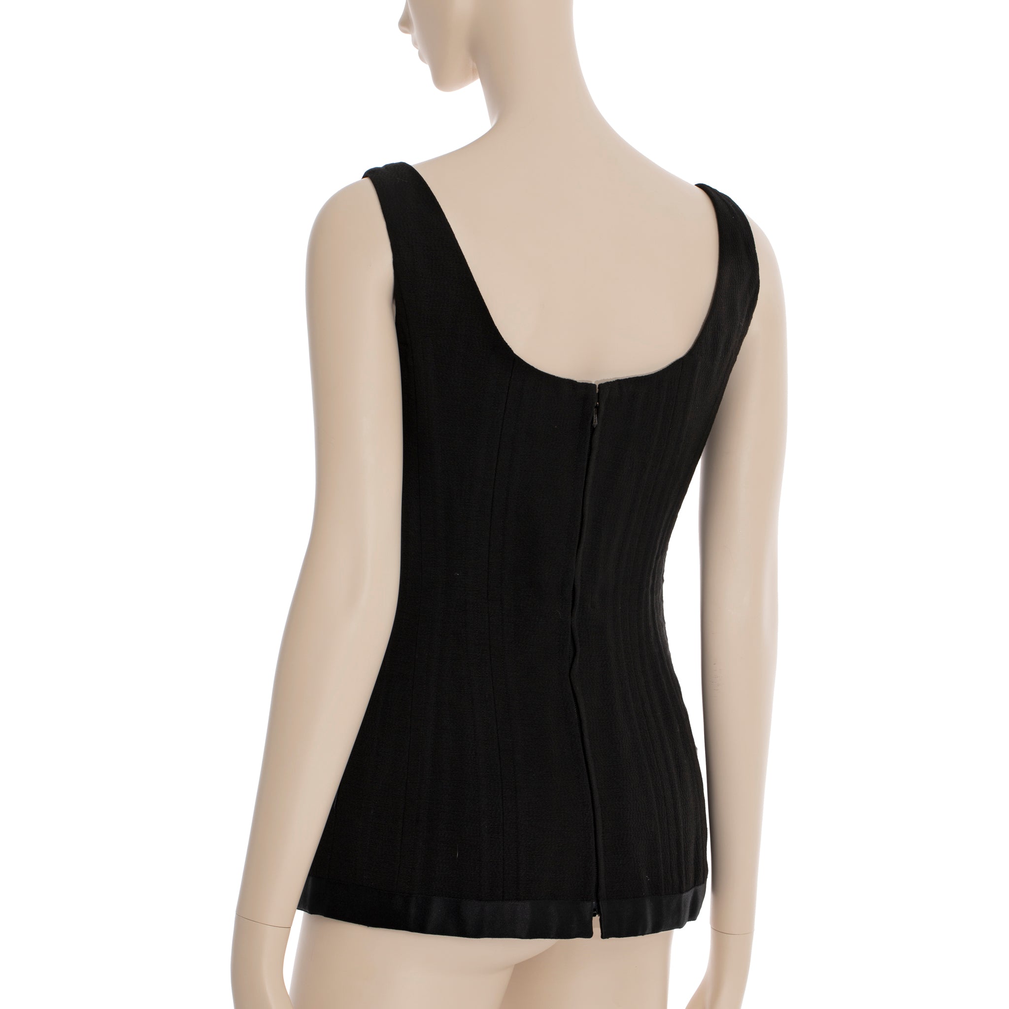 Chanel Vintage Spring/Summer 1993 Black Silk Bow Corset 93P 40 FR
