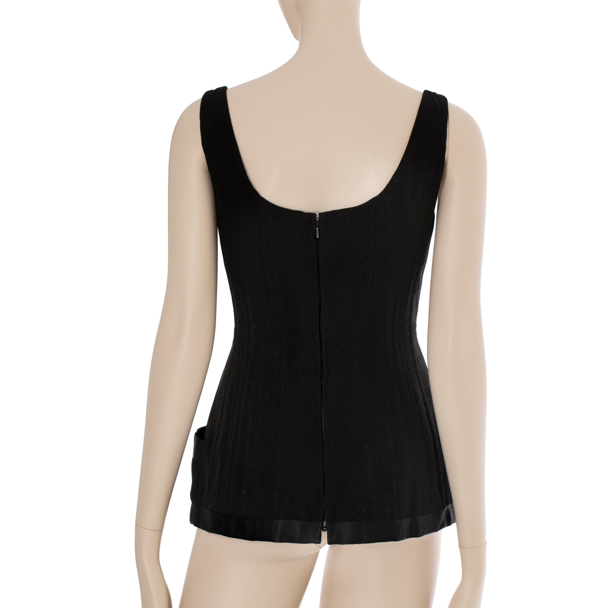 Chanel Vintage Spring/Summer 1993 Black Silk Bow Corset 93P 40 FR