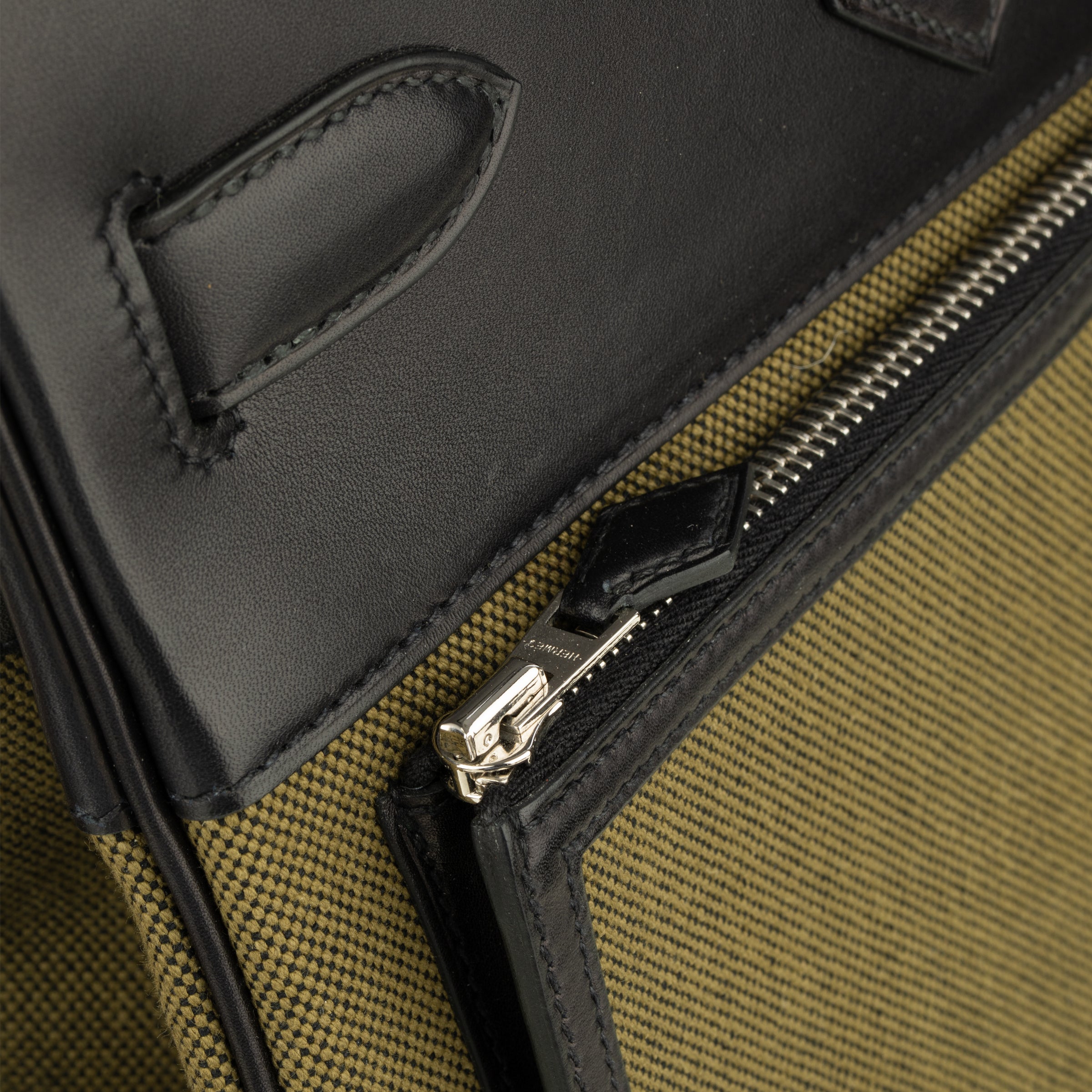 Hermès Haut A Courroies HAC 40cm Cargo Toile Black & Vert Militaire Evercalf Leather Palladium Hardware