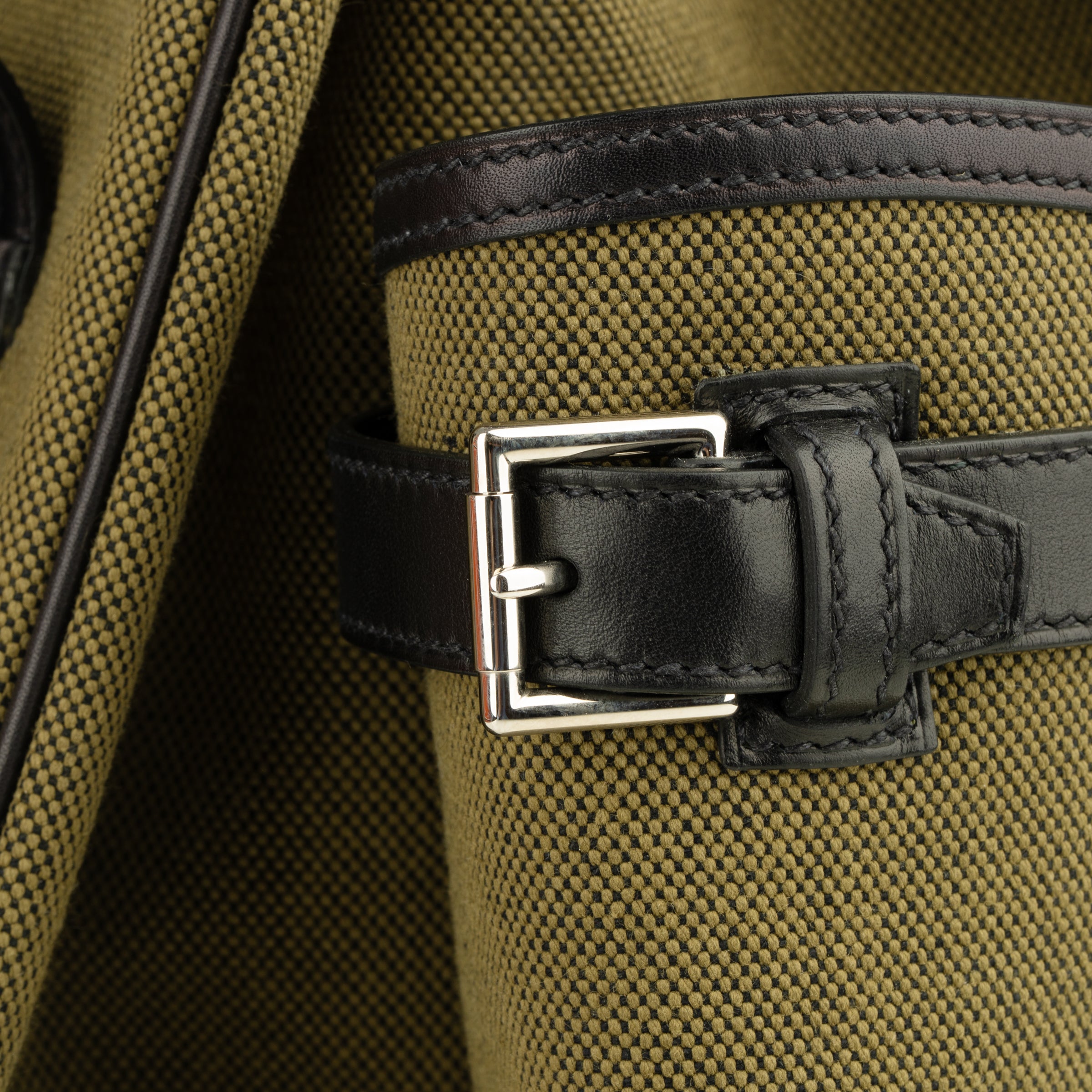 Hermès Haut A Courroies HAC 40cm Cargo Toile Black & Vert Militaire Evercalf Leather Palladium Hardware