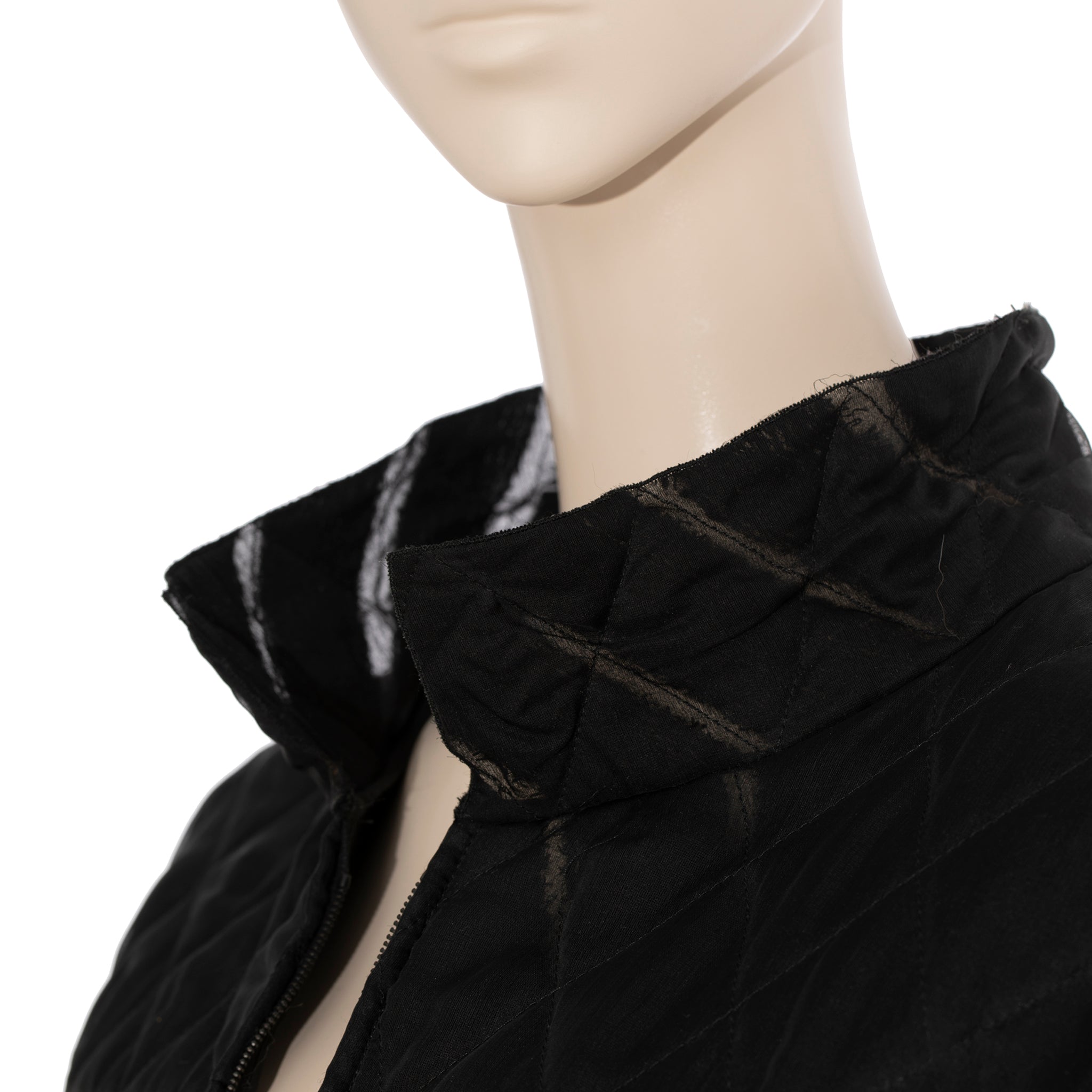 Chanel Quilted Black Jacket With Sheer Organza Skirting 42 FR