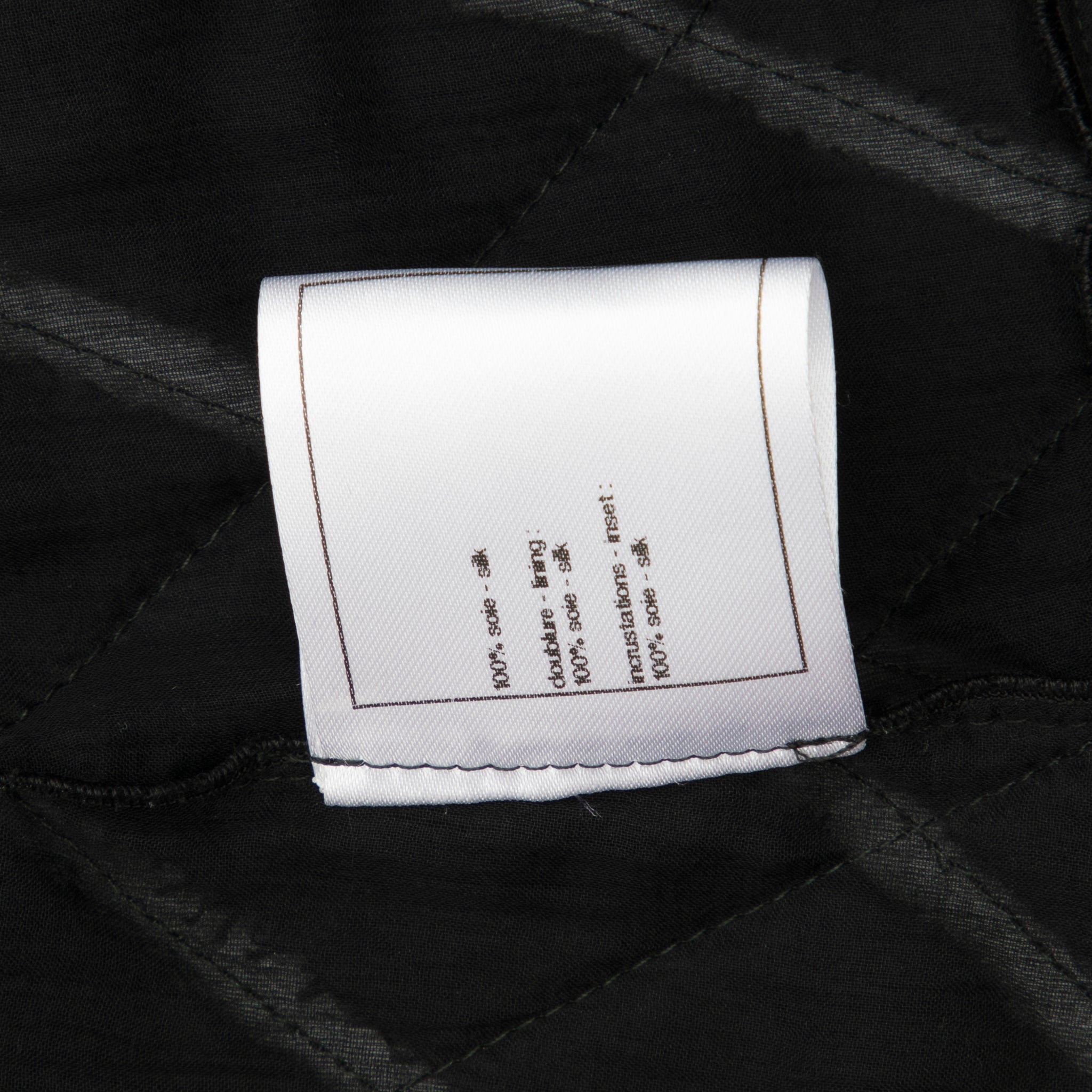 Chanel Quilted Black Jacket With Sheer Organza Skirting 42 FR