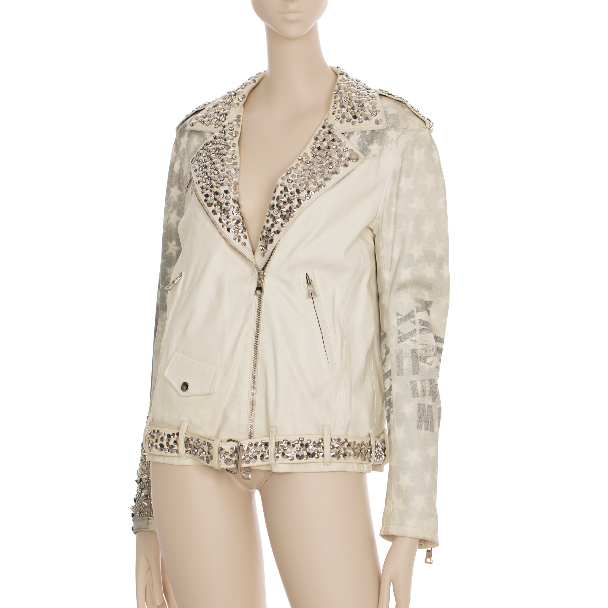 Balmain By Christophe Decarnin Studded Leather Biker Jacket 42 FR