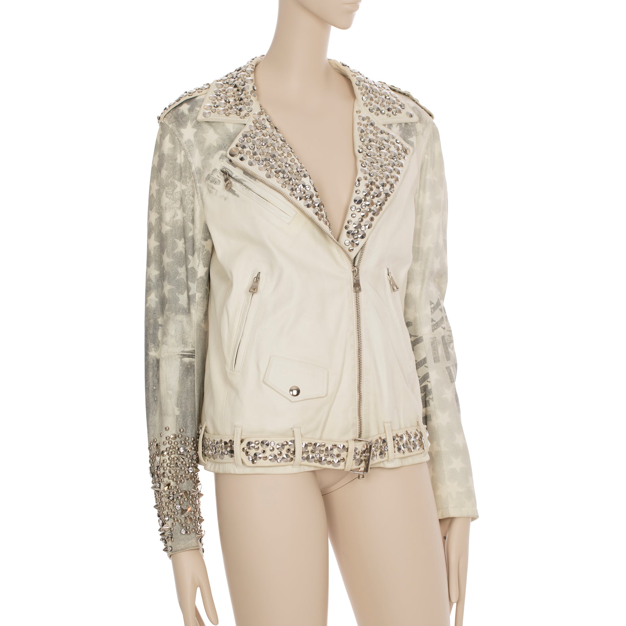 Balmain By Christophe Decarnin Studded Leather Biker Jacket 42 FR