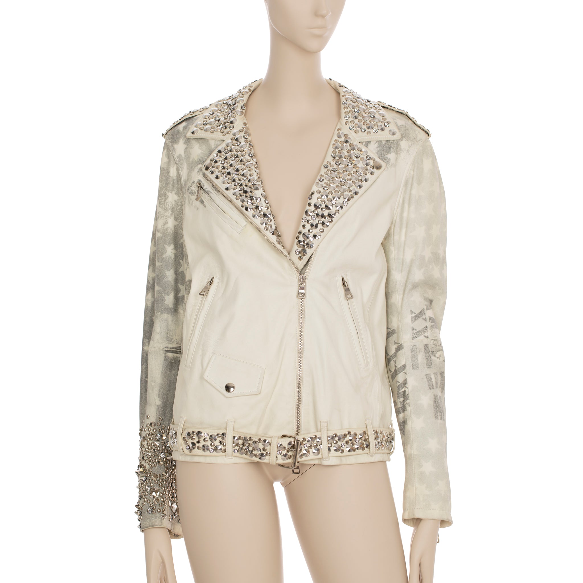 Balmain By Christophe Decarnin Studded Leather Biker Jacket 42 FR
